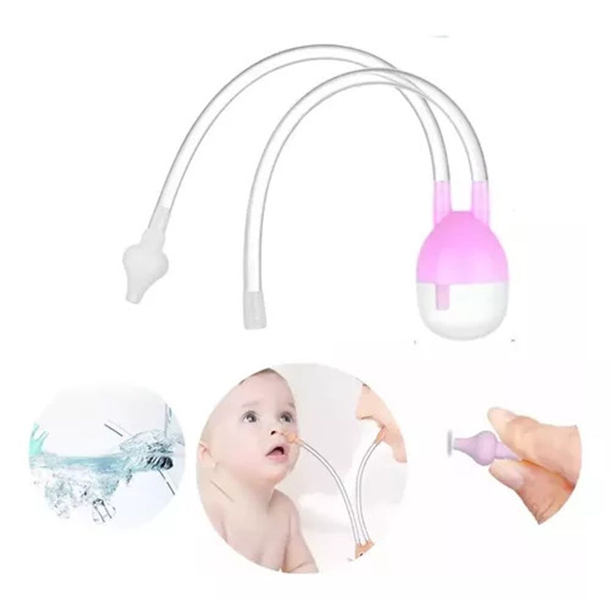 GENERICO - Aspirador Limpiador Nasal Congestión Mocos Bebé Rosado