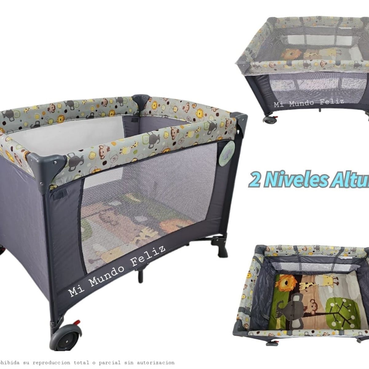 GENERICO - Corralito Corral para Bebe Plegable con 2 Niveles Jungla