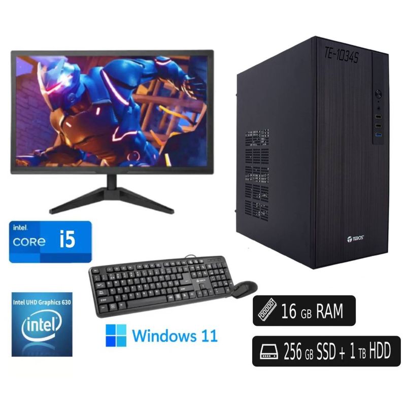INTEL - COMPUTADORA PC Intel Core i5 16GB 256GB SSD 1TB HDD Monitor LED Curvo 23.8