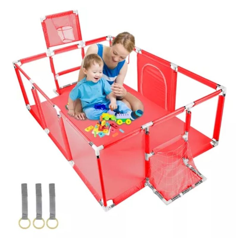GENERICO - Corral para Niños Plegable Para Bebe Net Basket Arco Rojo