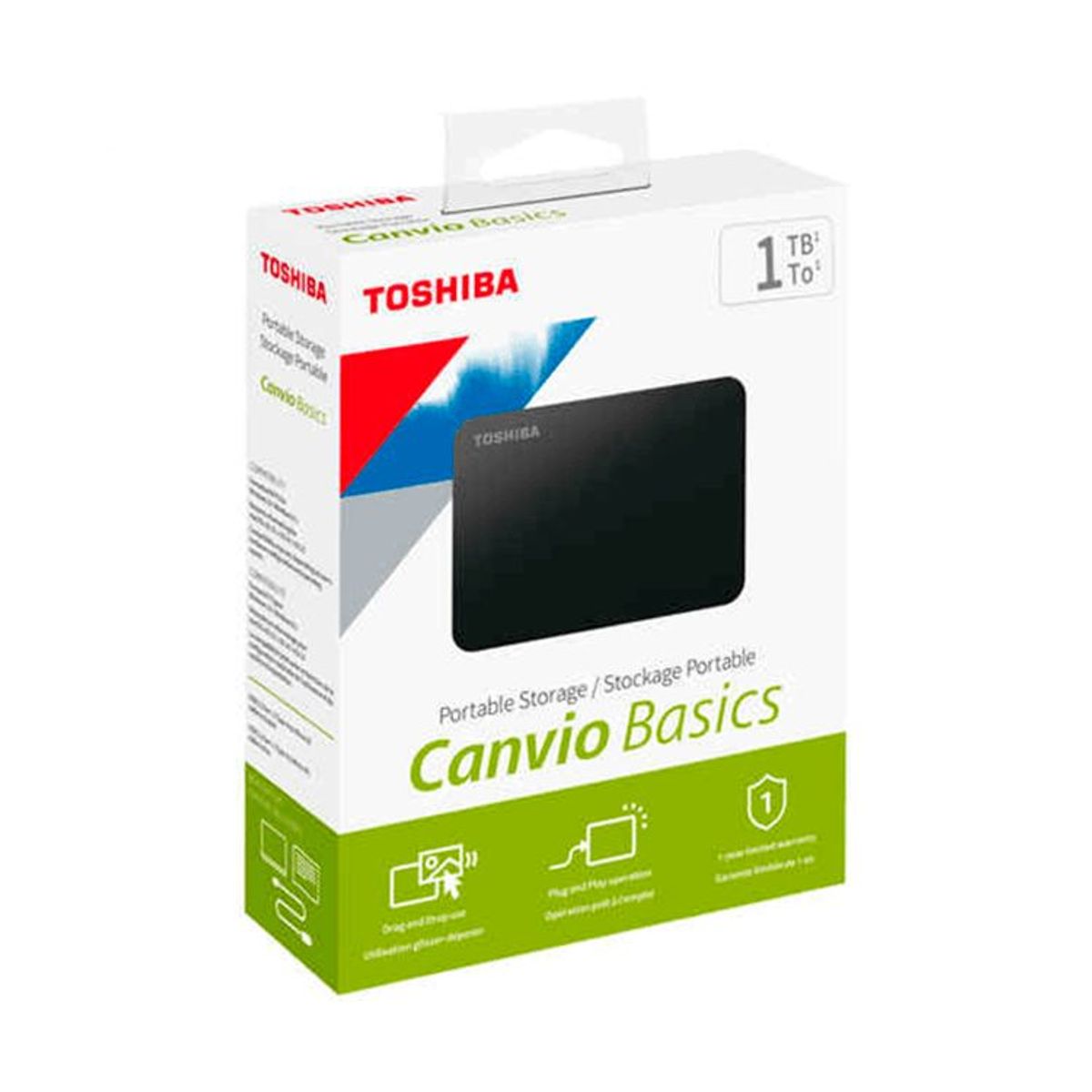 TOSHIBA - Disco duro externo Toshiba Canvio Basic 1TB, USB 3.0