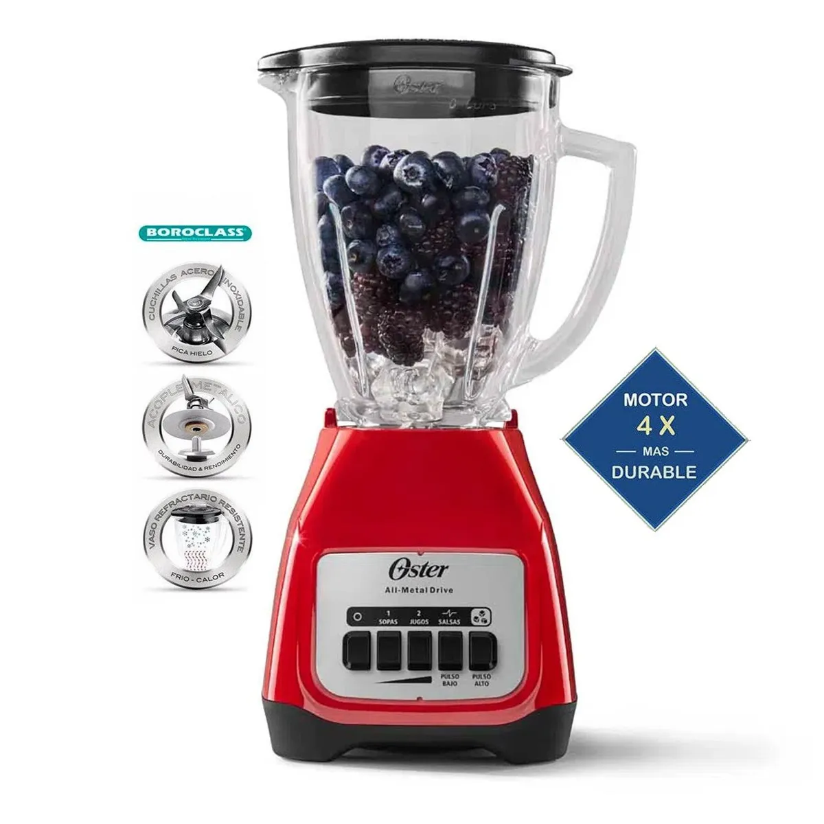 OSTER - Licuadora 2 Velocidades más Pulso 1. 25lt BLSTKAG-RPB