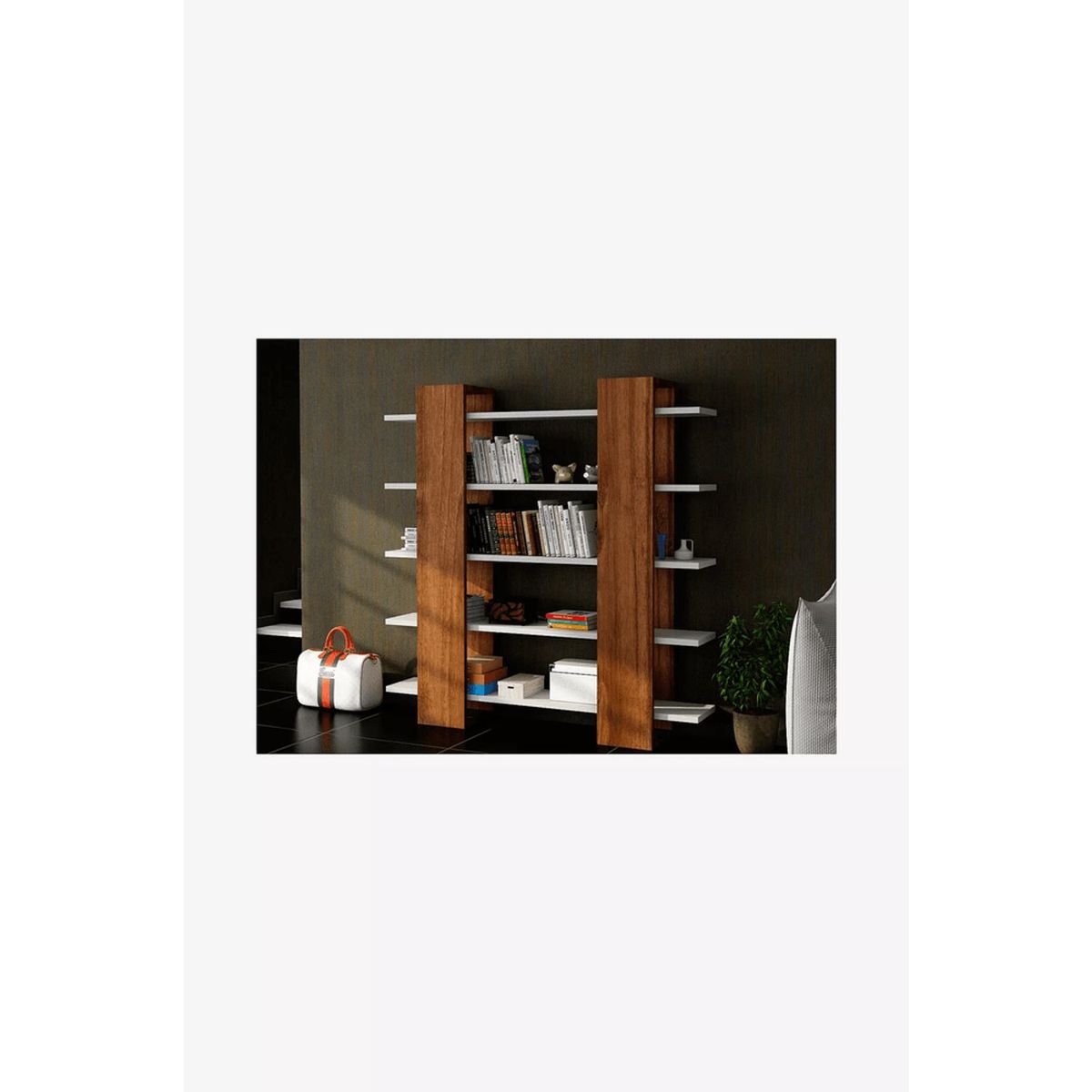 TU MESITA - Estante moderno 5 repisas Aparicio color BlancoMarrón TU MESITA