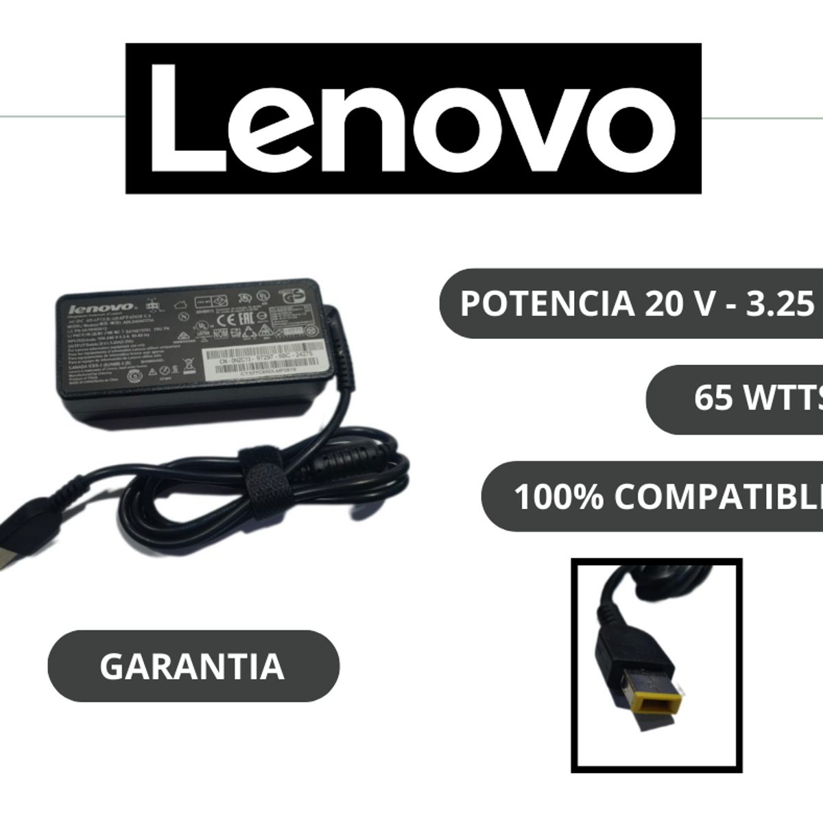 LENOVO - CARGADOR LENOVO PUNTA USB 20V 325A 100-240V