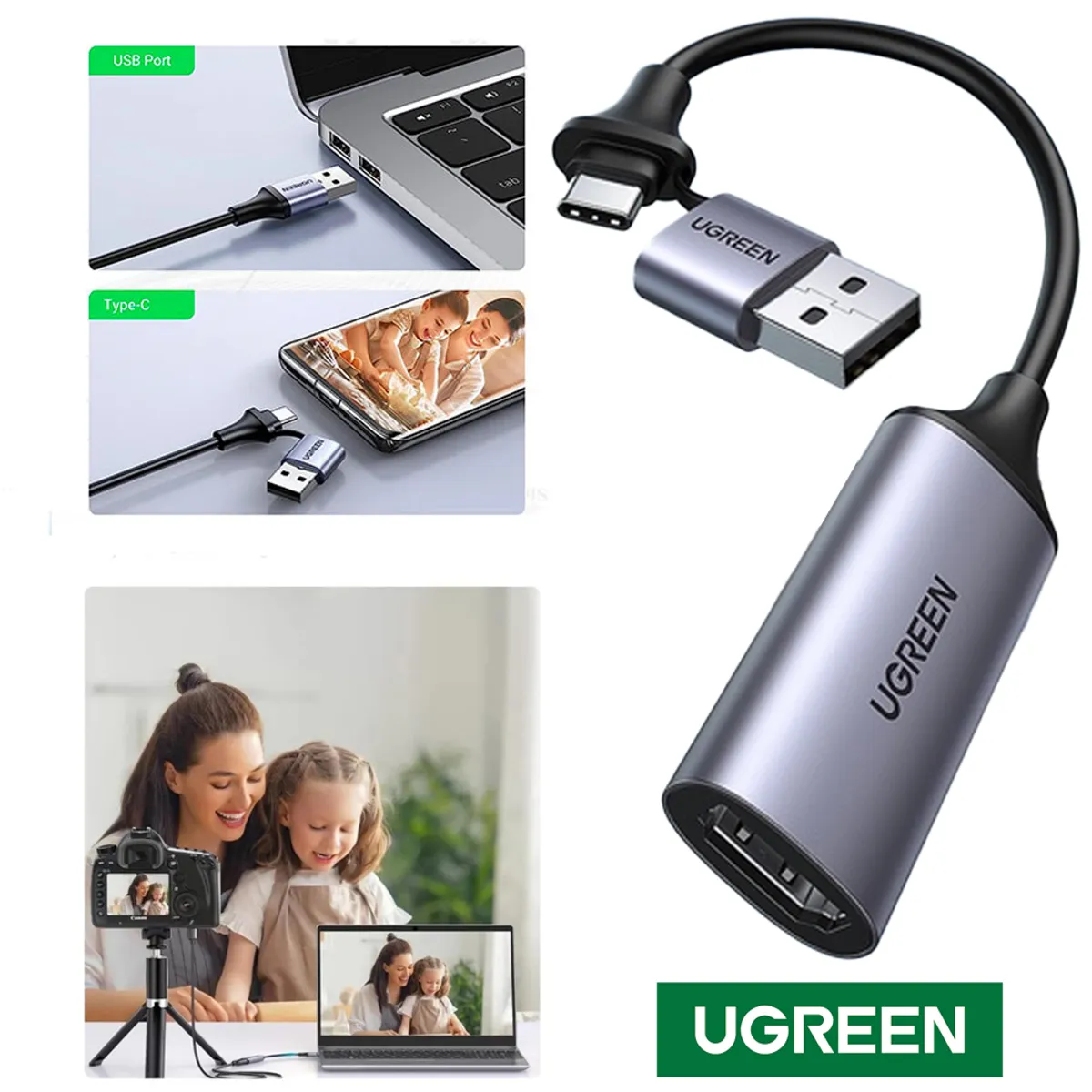 UGREEN - Capturadora de Video Usb 3.0 Hdmi Capture 4k UGREEN 2 en 1 tipo c usb