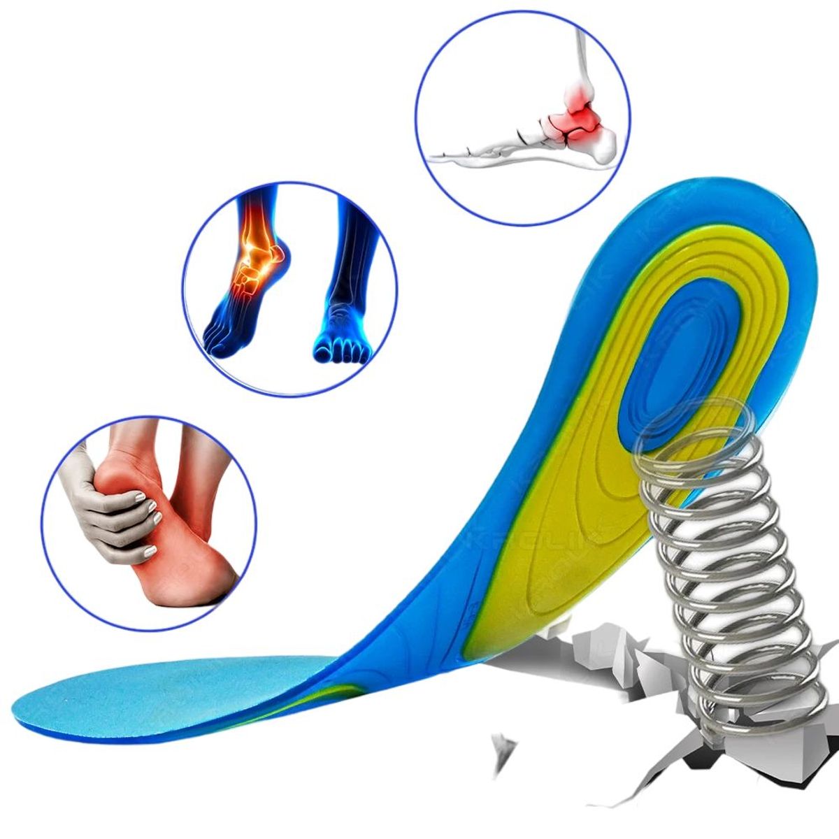 GENERICO - Plantilla  Antideslizante Gel Confortable L 42- 48 - Azul  L