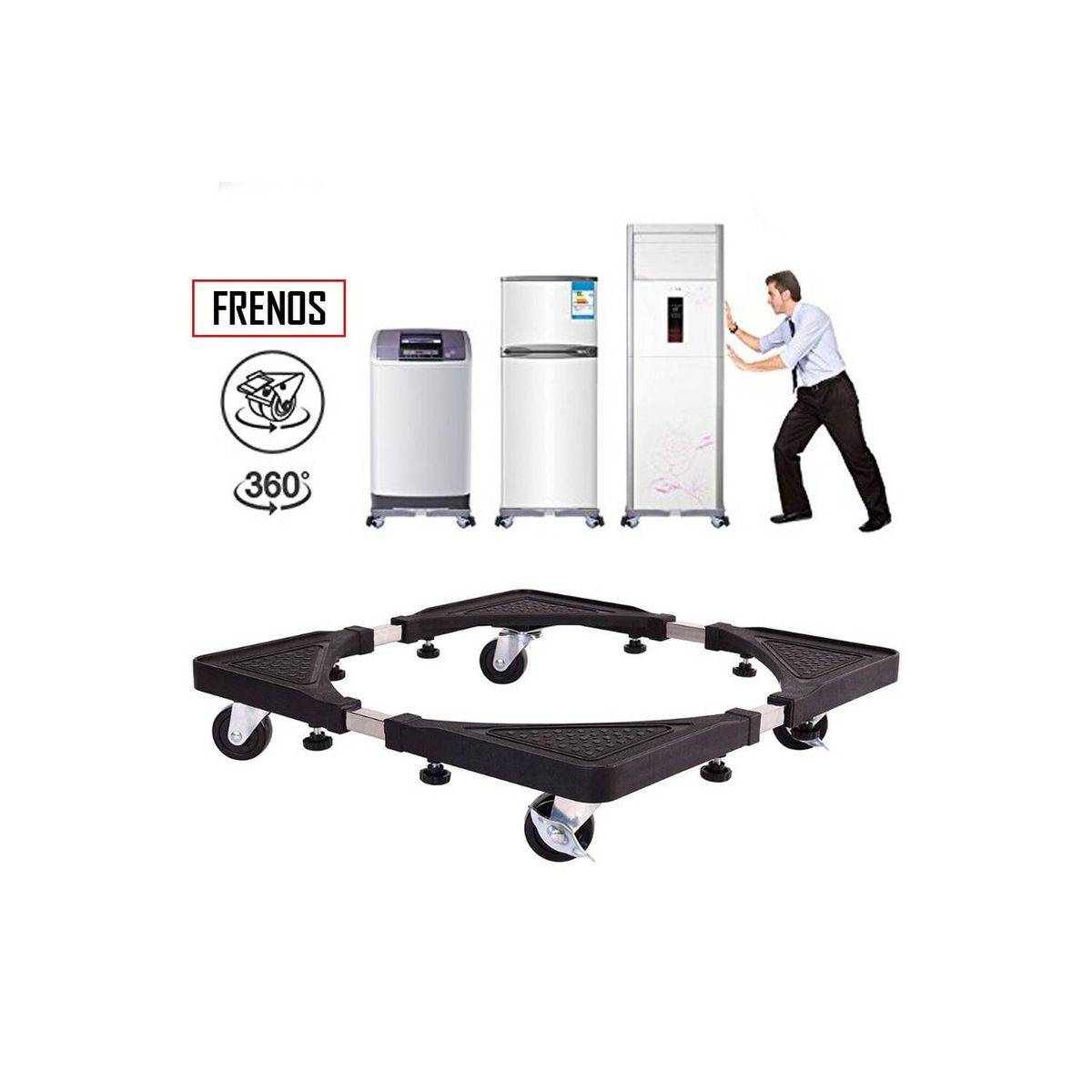 GENERICO - Base Ajustable Multifuncional Acero con Ruedas Para Electrodomésticos