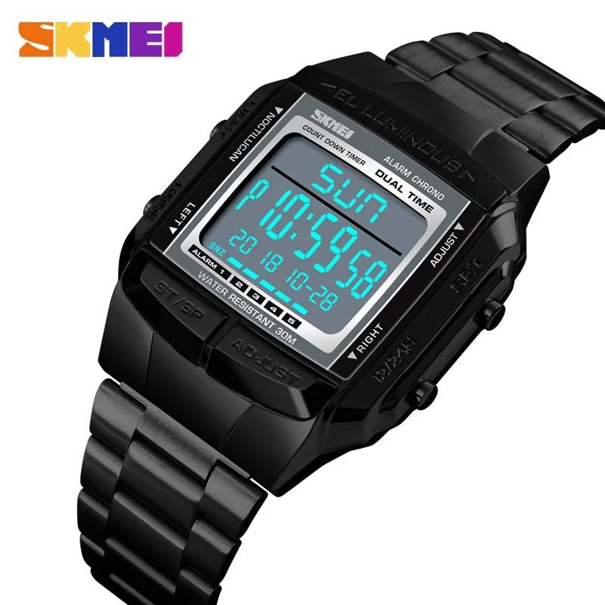 SKMEI - Reloj Skmei 1381 Negro Correa Acero_.