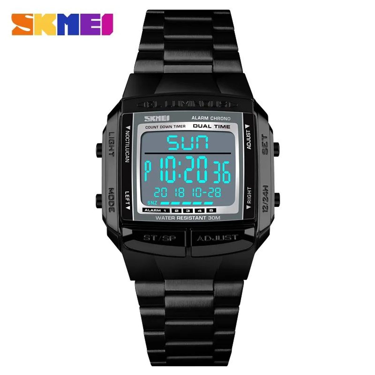 SKMEI - Reloj Skmei 1381 Negro Correa Acero_.