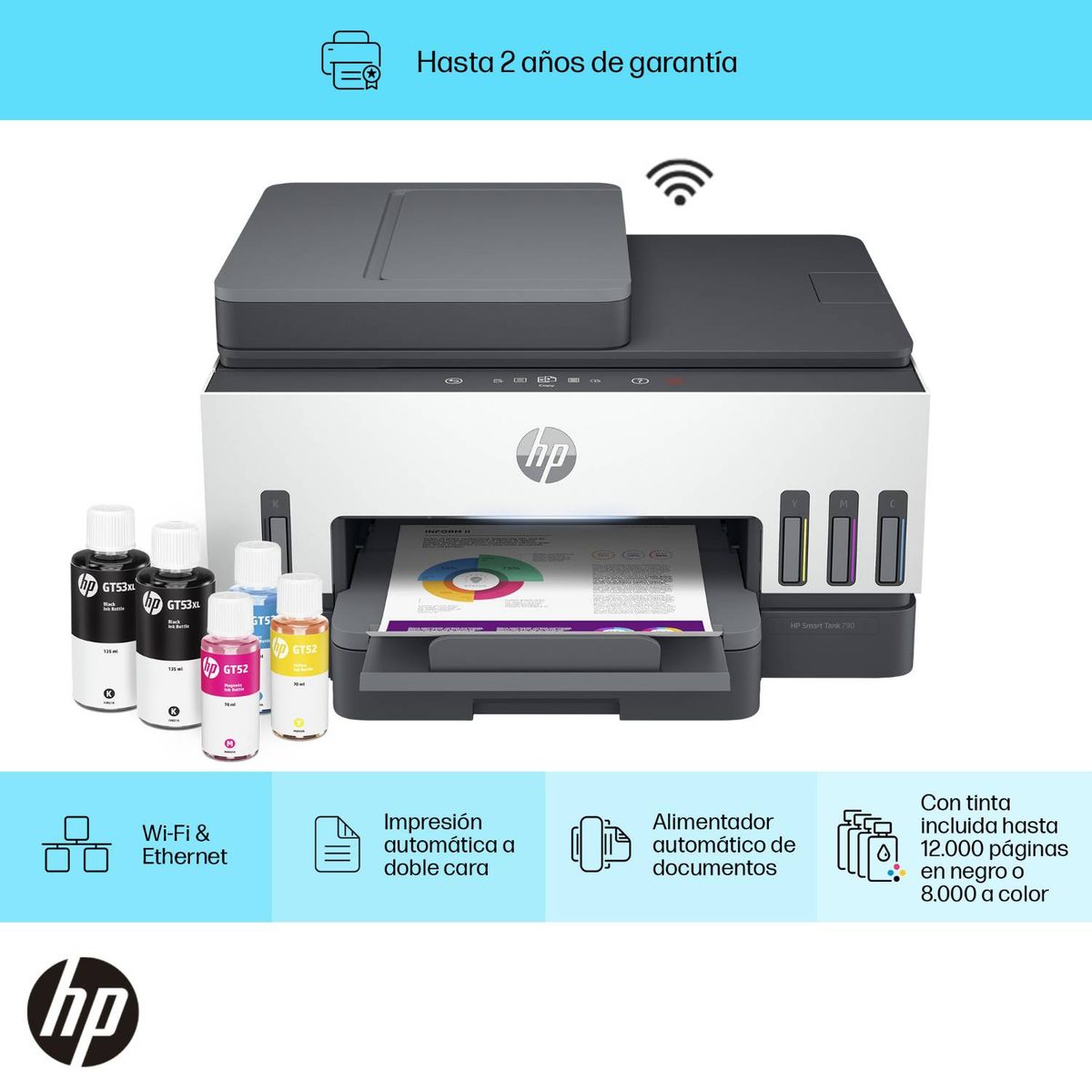 HP - Impresora Multifuncional HP Smart Tank 750 Tinta Continua Color Wi-Fi