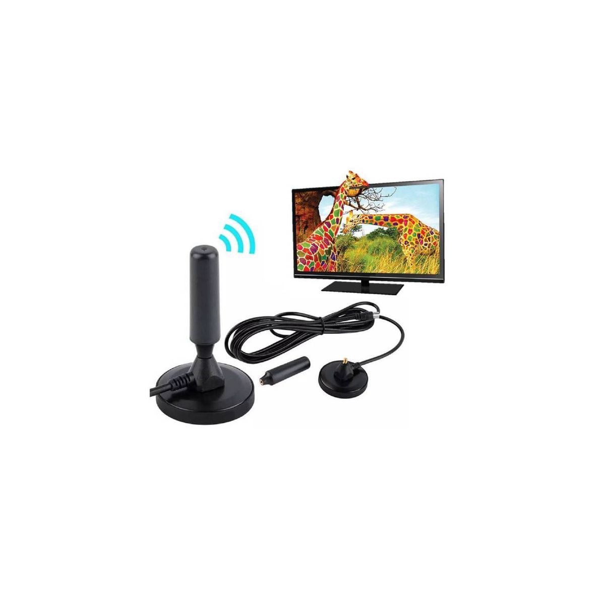 GENERICO - Antena HD de TV Digital 360º de Recepción Cable 4.3 Mts