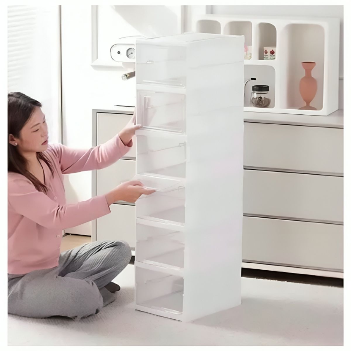 GENERICO - Zapatera Plegable Acrílico de 6 Cajones Organizador de Almacenamiento