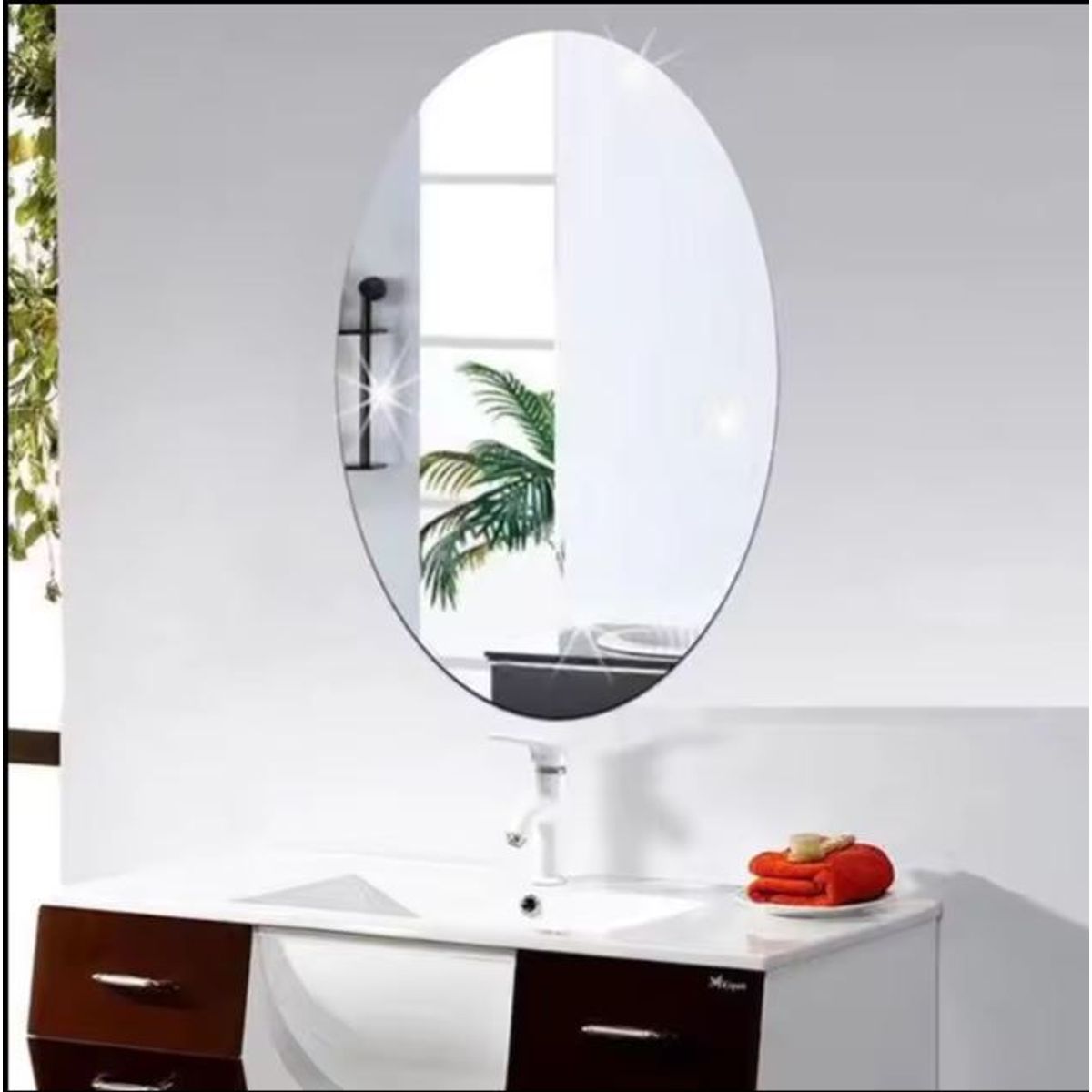 GENERICO - Espejo acrilico adhesivo para pared ovalado decorativo