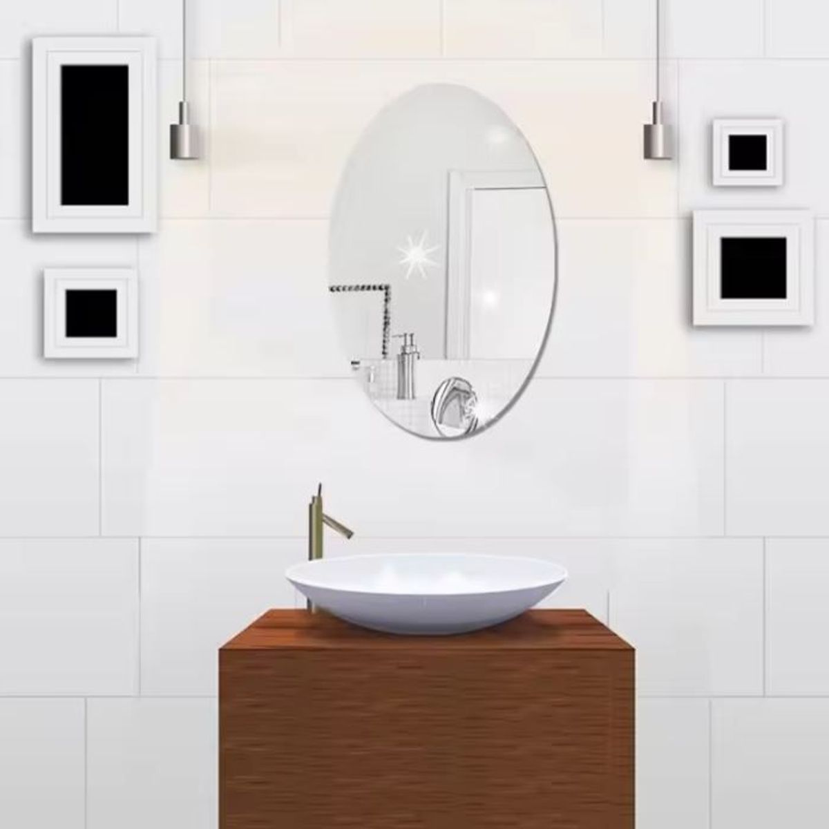 GENERICO - Espejo acrilico adhesivo para pared ovalado decorativo