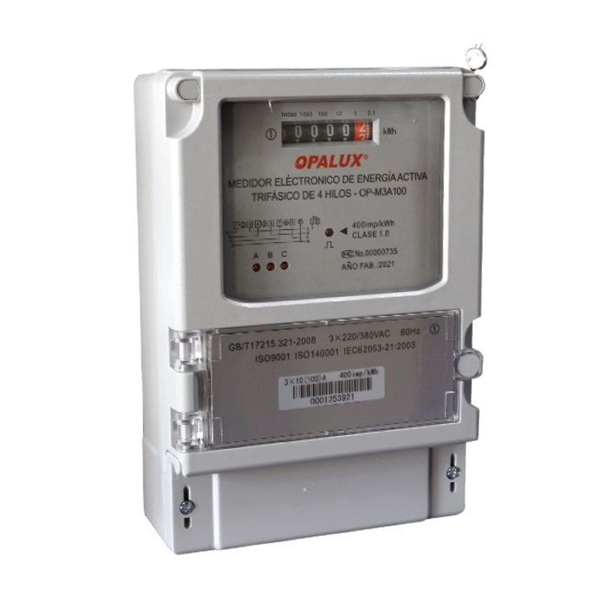 OPALUX - Medidor de Energia TRIFASICO Analogico 4 Hilos 10(100)A OPALUX