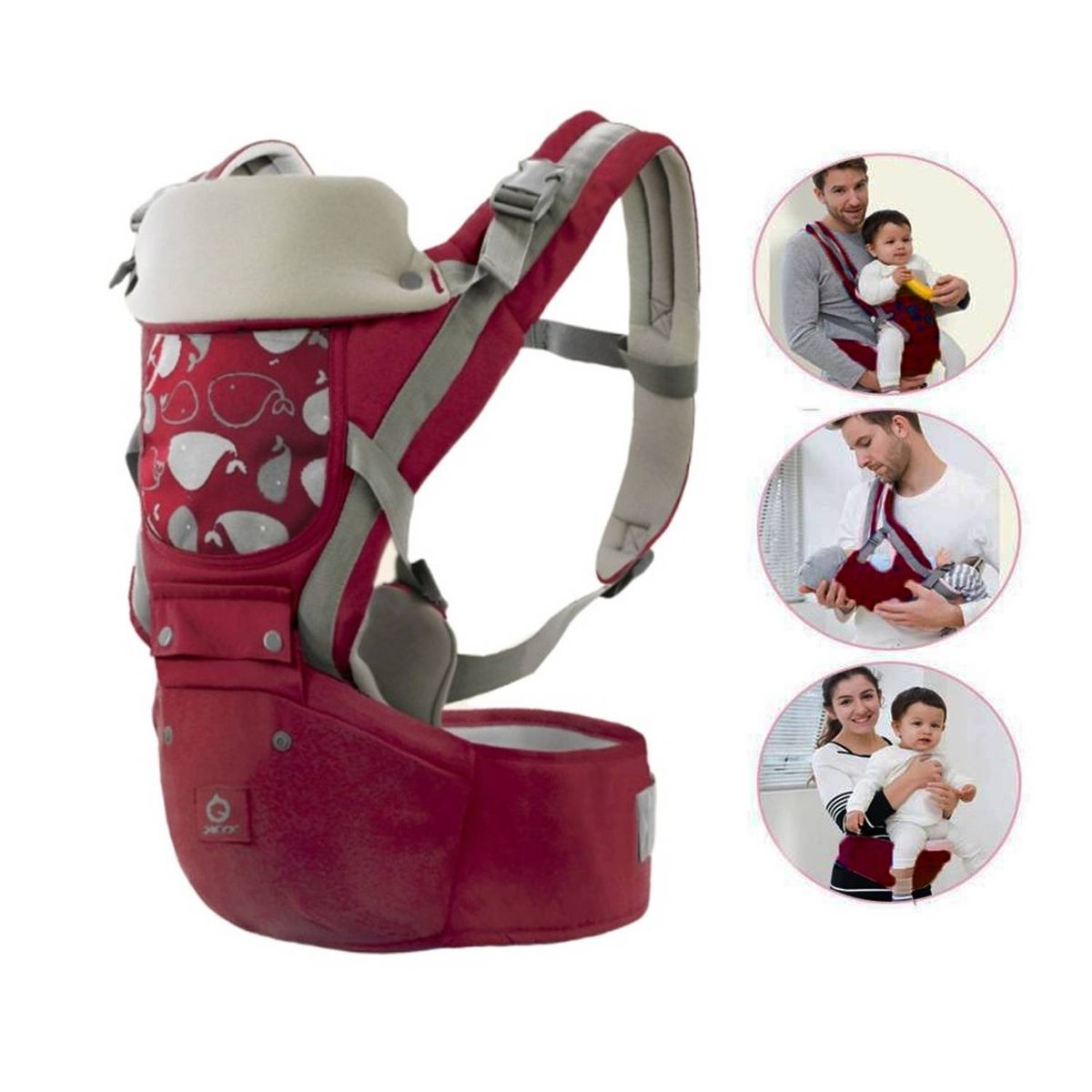 GENERICO - Canguro Para Bebé Ergonómico Ballena 3 en 1 Guinda