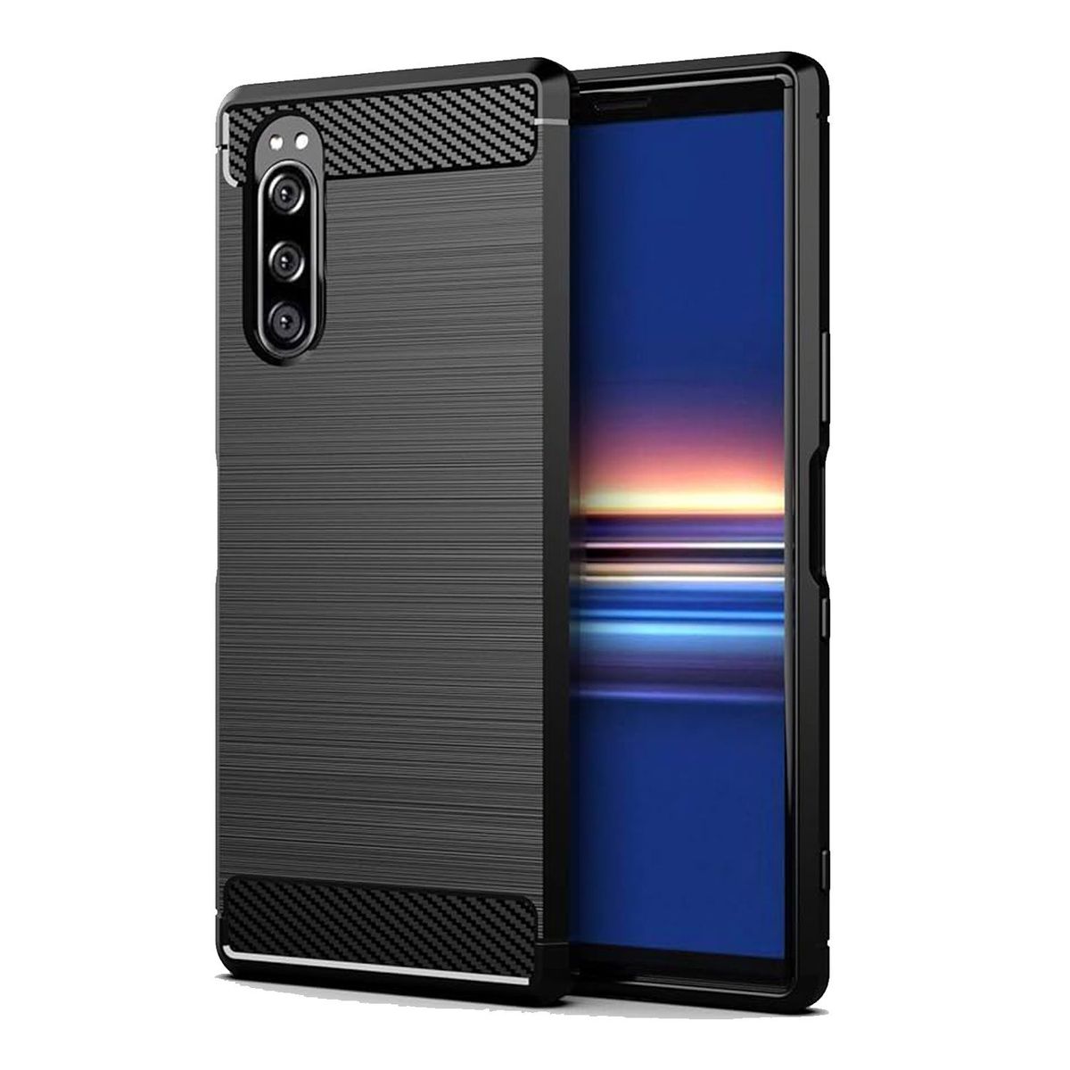GENERICO - Case Funda Silicona Fibra De Carbono SONY XPERIA 5 XPERIA XZ5 - Negro
