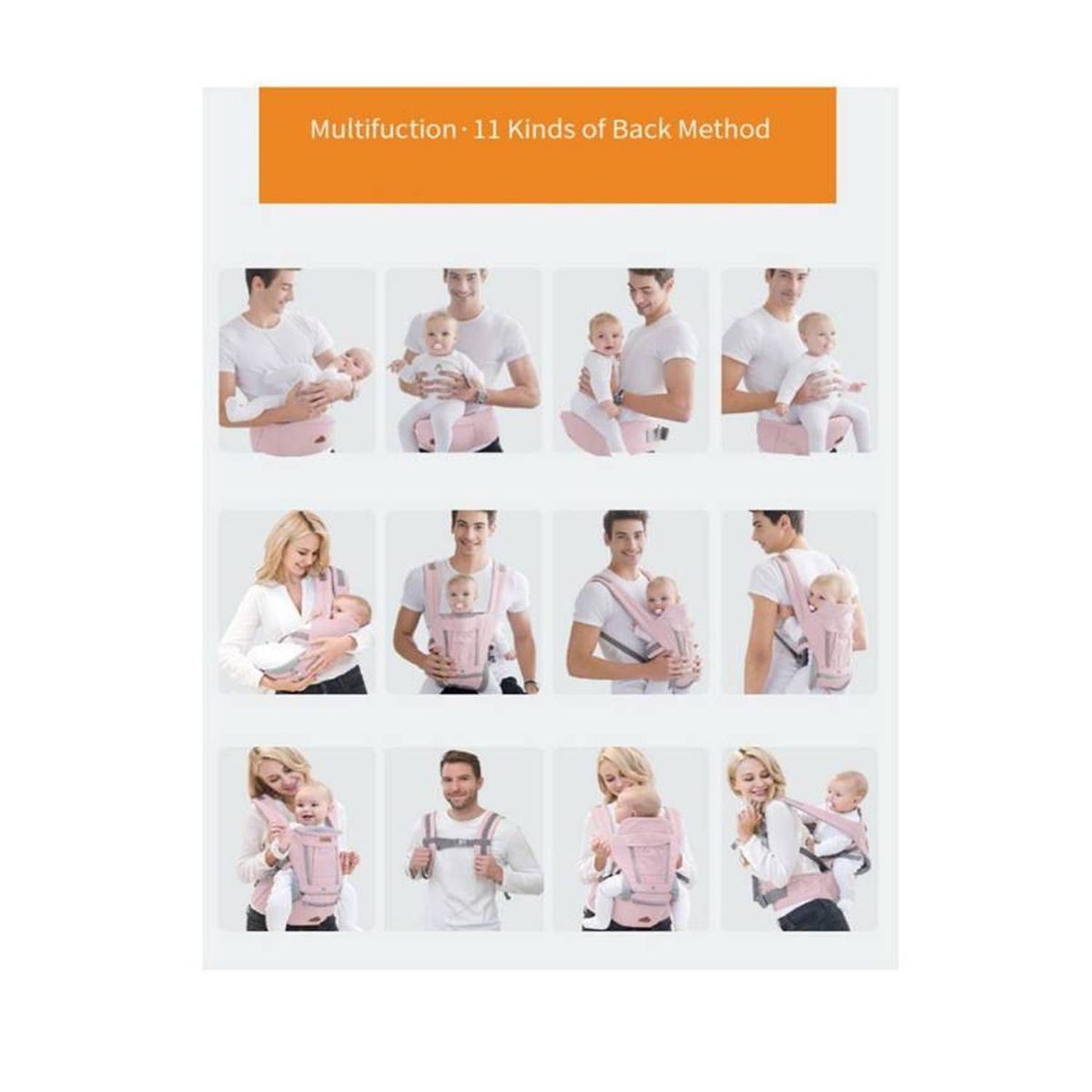 GENERICO - Canguro Para Bebé Ergonómico Ballena 3 en 1 Rosado