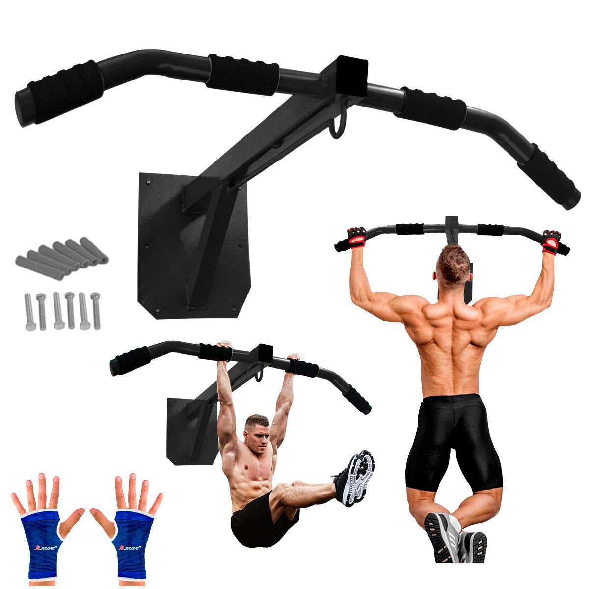 HOLGU - Barra Rack Calistenia Premium con Sistema Riel + GUANTES