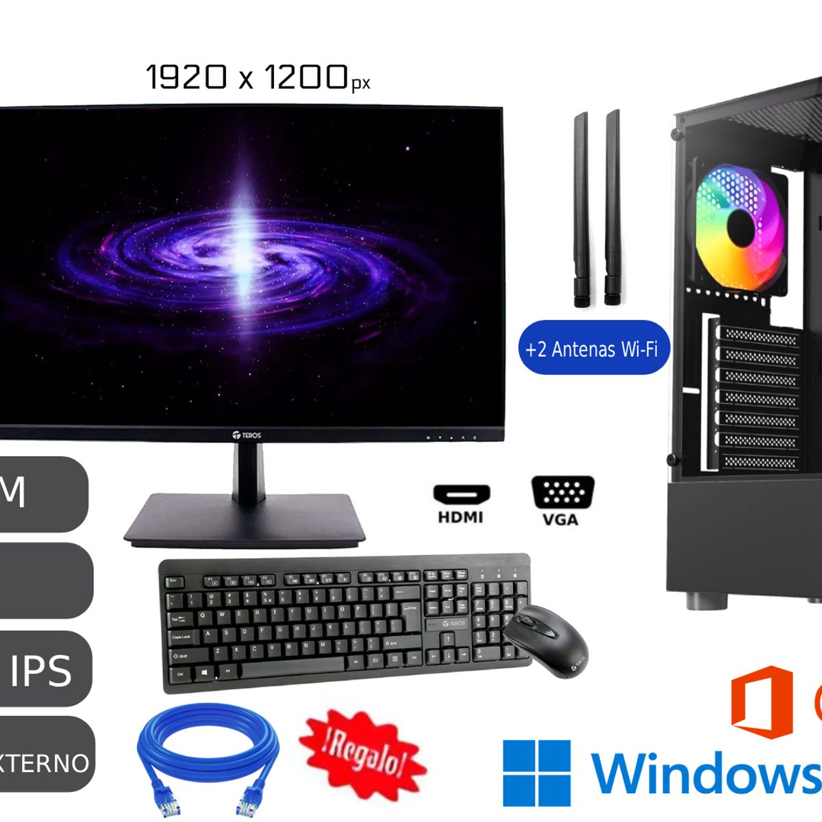 INTEL - PC Nueva Ci7-13600 32GB Ram 1TB SSD + 1TB HDD EXTERNO + WIFI + Monitor 24 FHD IPS
