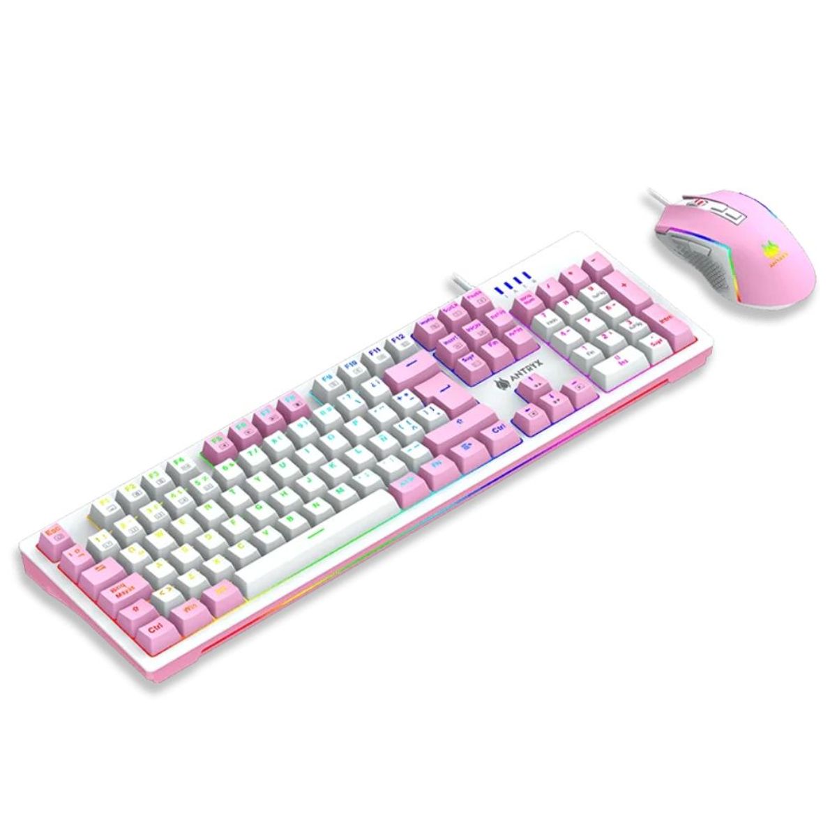 ANTRYX - COMBO GAMER PINK TECLADO MECANICO  MOUSE ANTRYX GC-5400 SWITCH ROJO