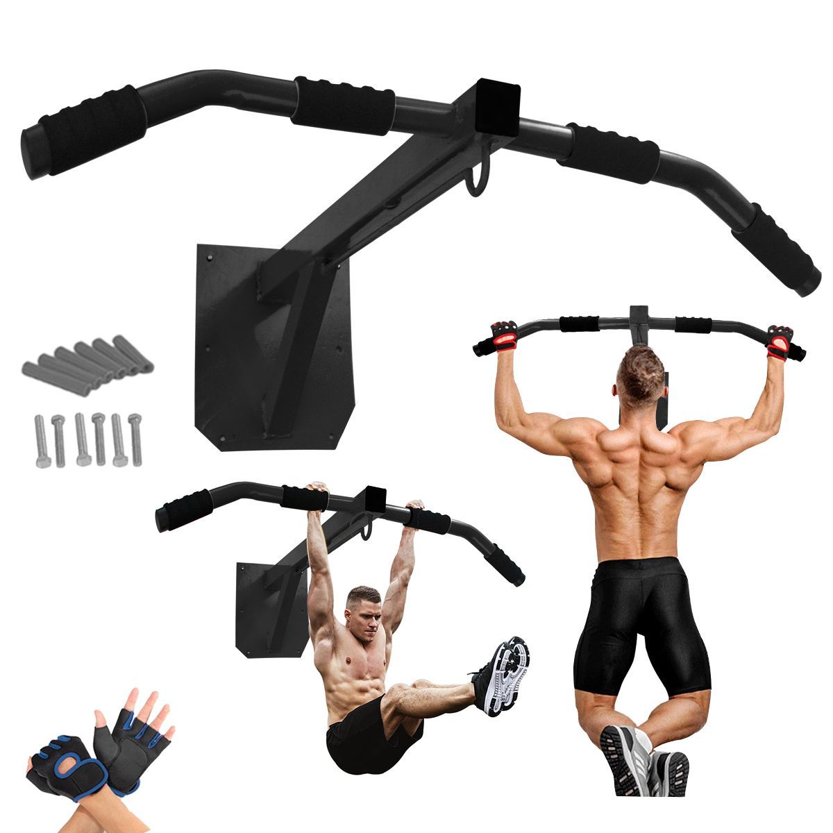 HOLGU - RACK Con Saco De Box y Barra Calistenia Guantes