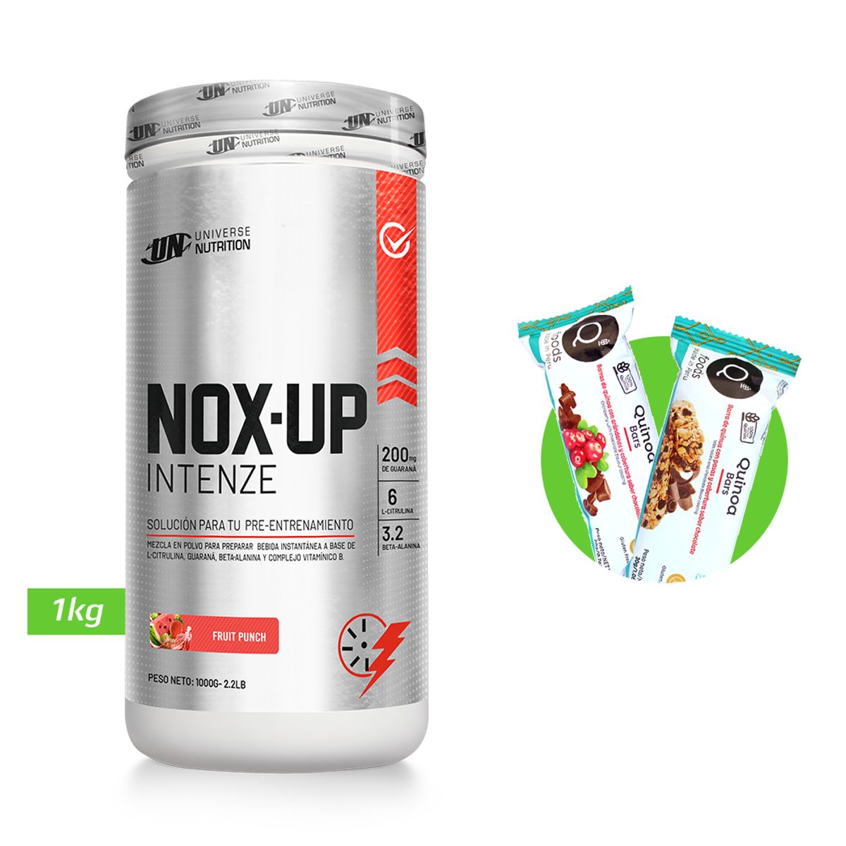 UNIVERSE NUTRITION - Nox up intenze 1 kg pre entreno un fruit punch + regalos