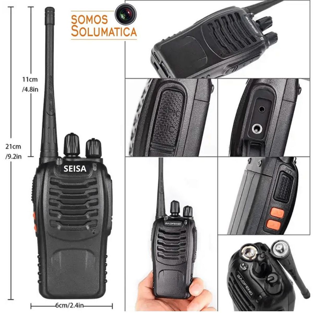 SEISA - Walkie Talkie Seisa - Pack 2 Radios - Incluye Manos Libres
