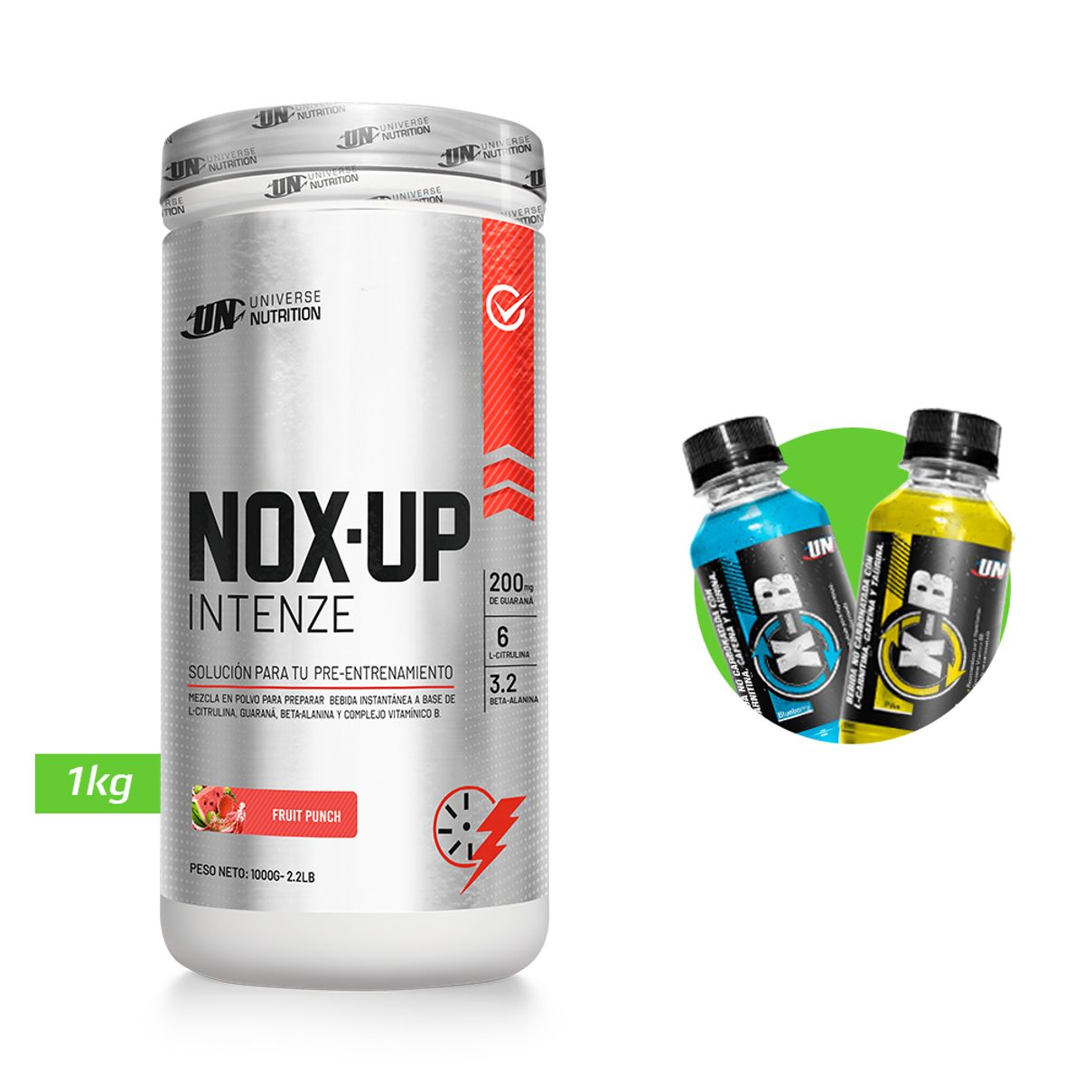 UNIVERSE NUTRITION - Nox up intenze 1 kg pre entreno un fruit punch + regalos