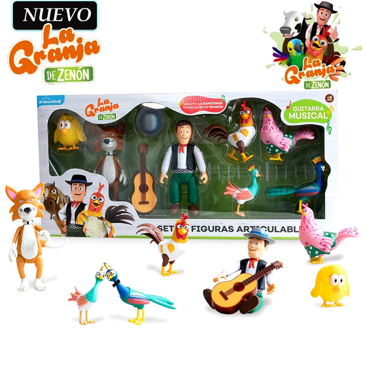 LA GRANJA DE ZENON - Set de Figuras Articulables La Granja de Zenón 8 Piezas