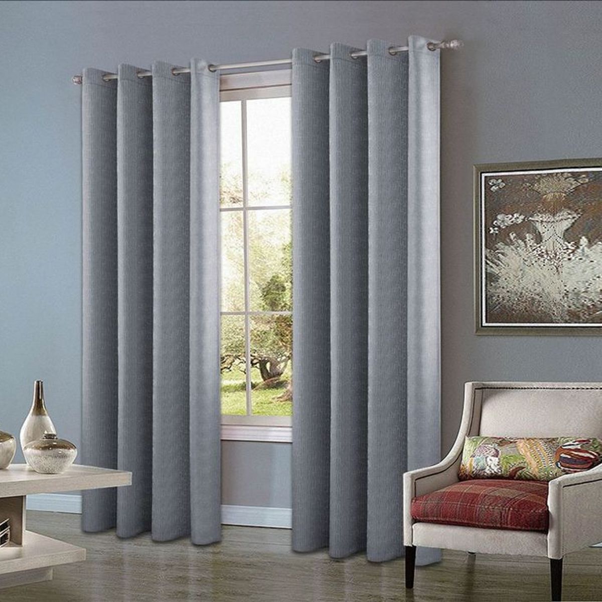 CASATEX - Set de Cortinas JACQUARD Blackout Alto Relieve Brillo 140x220cm x 2