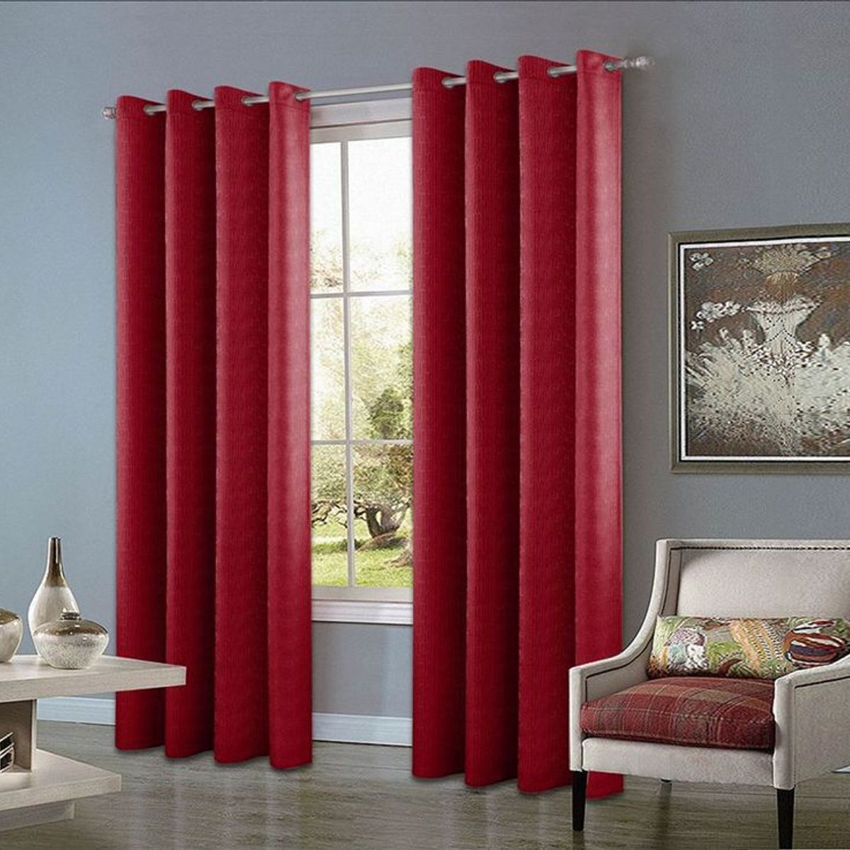 CASATEX - Set de Cortinas JACQUARD Blackout Alto Relieve Brillo 150x250cm x 2