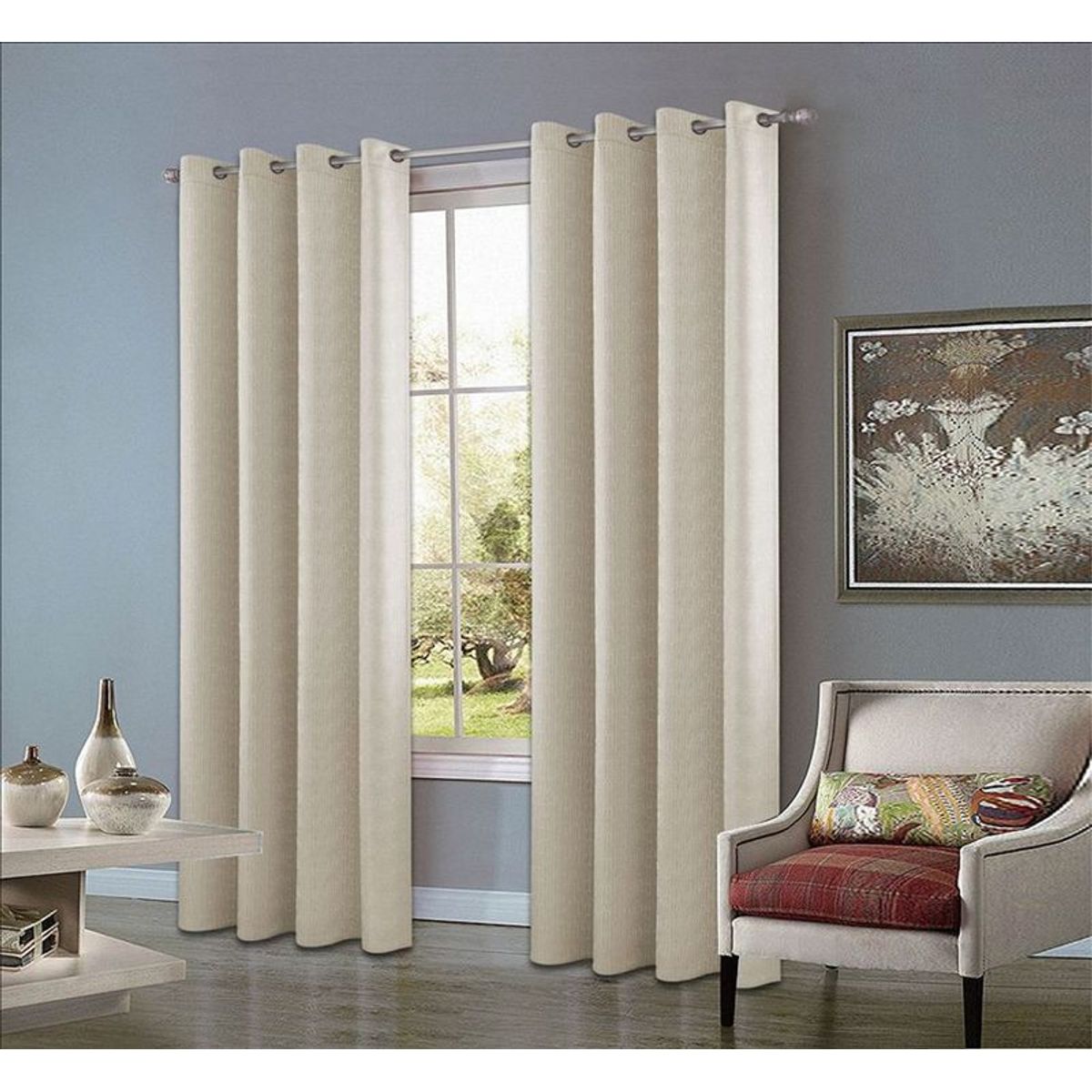 CASATEX - Set de Cortinas JACQUARD Blackout Alto Relieve Brillo 140x220cm x 2