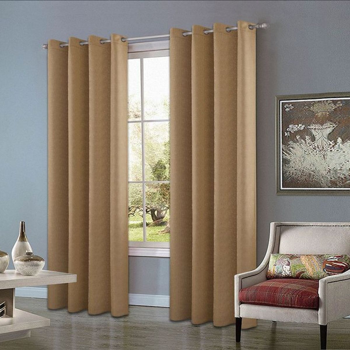 CASATEX - Set de Cortinas JACQUARD Blackout Alto Relieve Brillo 140x220cm x 2