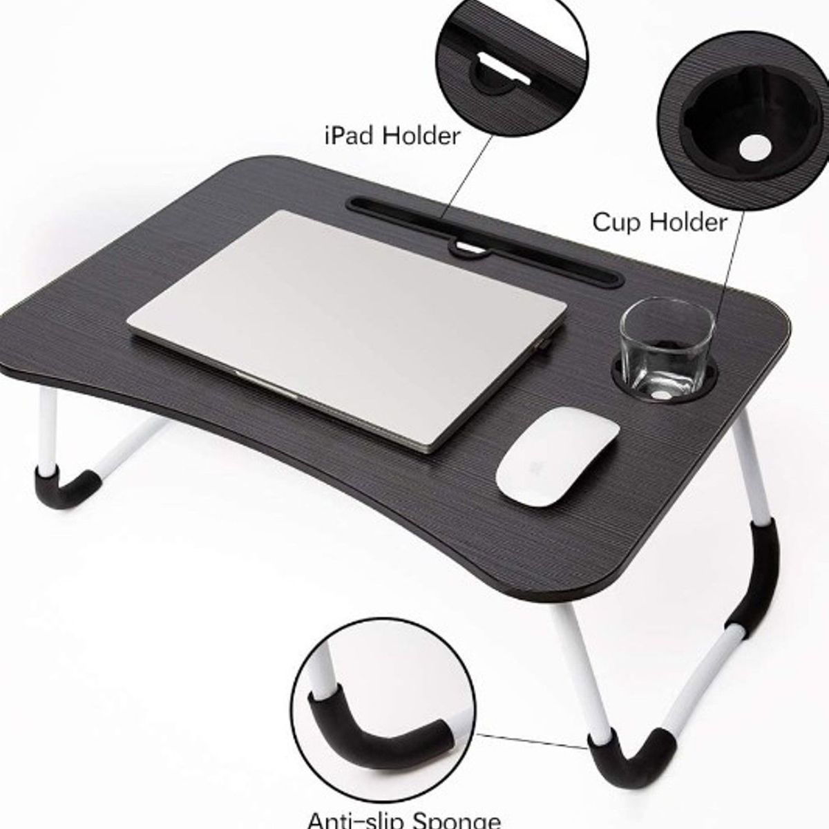 GENERICO - Mesa de laptop plegable  NEGRO con portavaso 100%calidad
