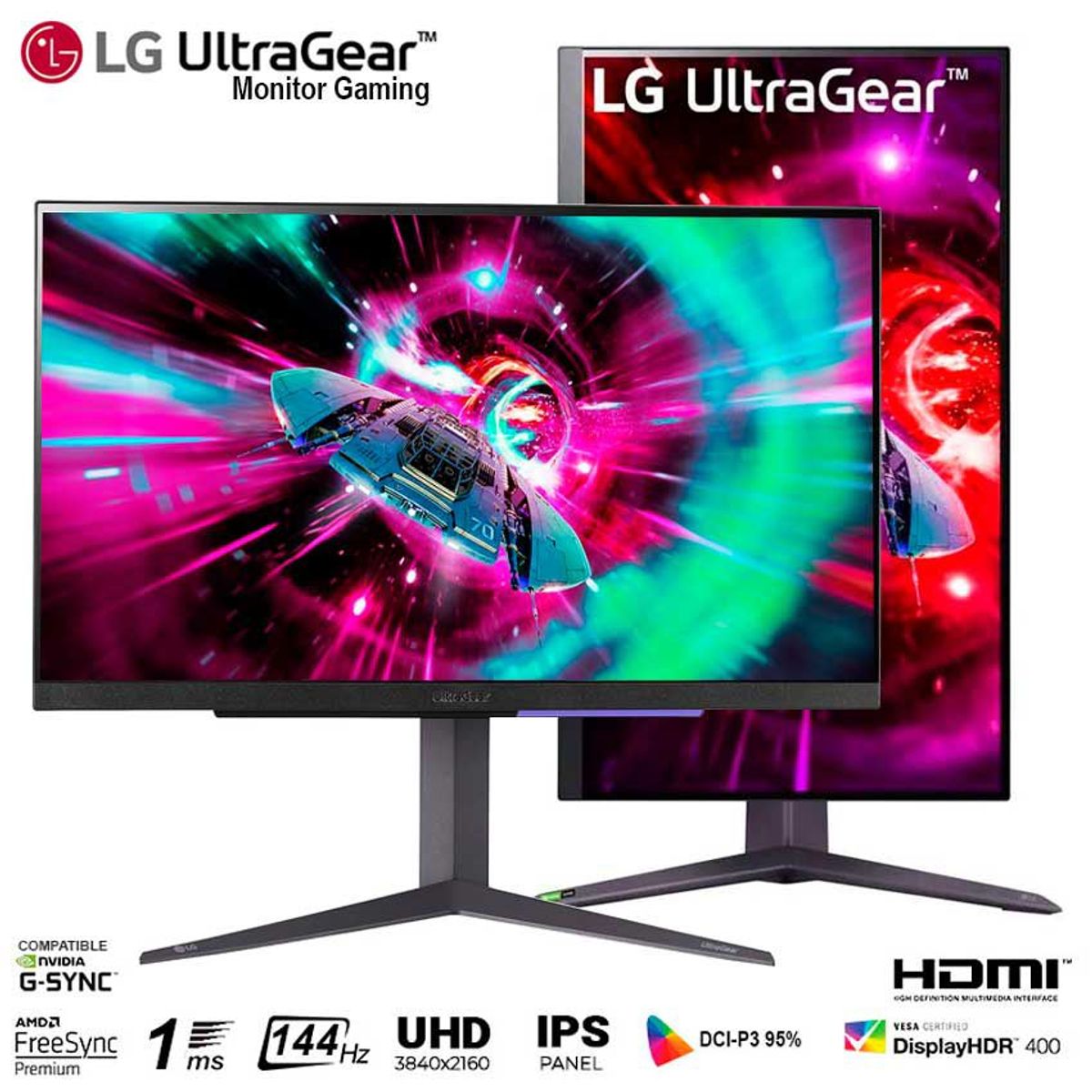 LG - Monitor 4K LG 27GR93U-B gaming IPS 1ms 144Hz G-Sync FreeSync Premium