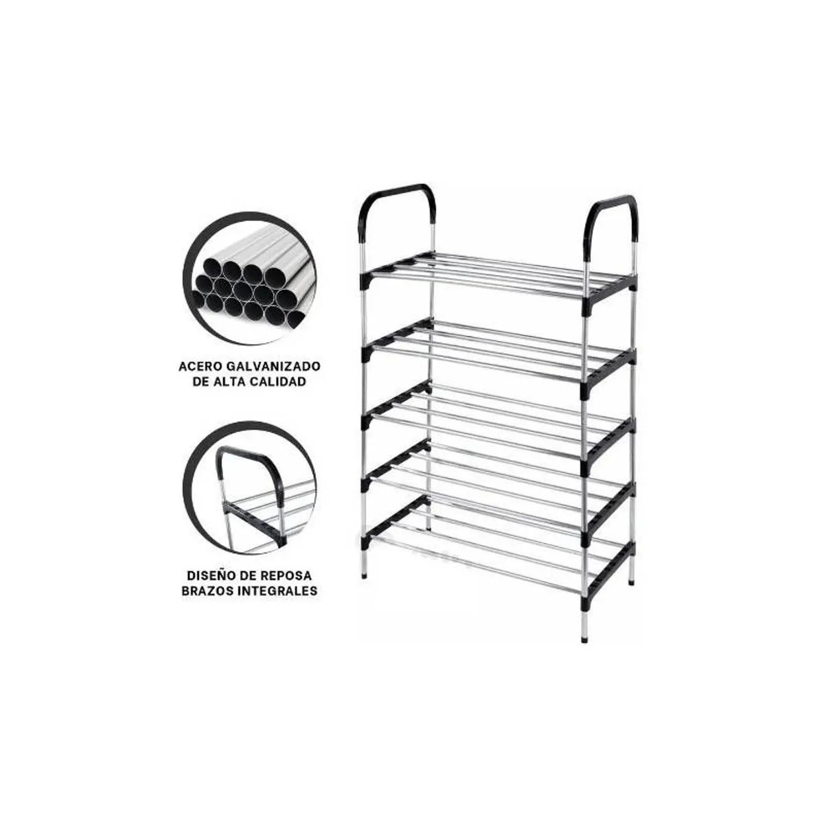 GENERICO - Organizador de Calzados Multiuso Zapatero de 5 Niveles Negro