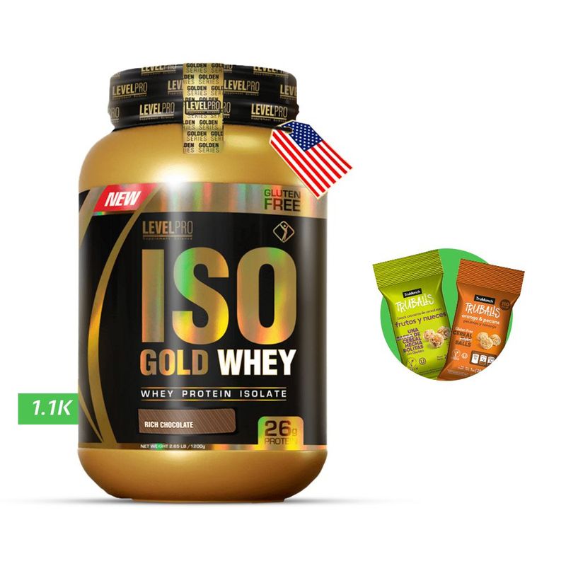 LEVEL PRO - Iso Gold whey 1.1kg Chocolate  LEVEL PRO  + regalos