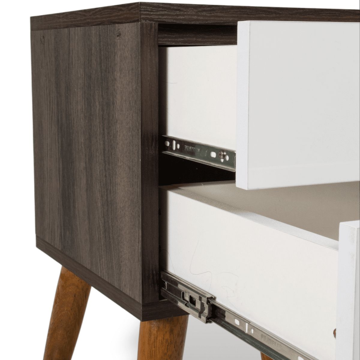 MUEBLES MACRUMO - Veladores Vintage 2 Cajones Wengue  (Set 2 Unid)