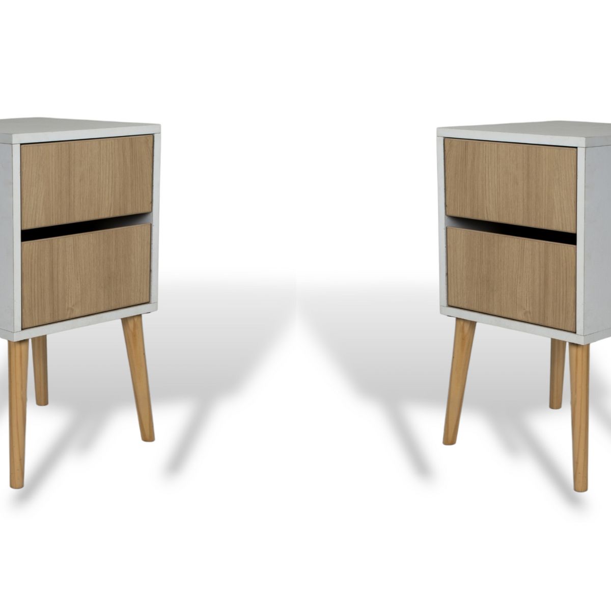 MUEBLES MACRUMO - Veladores Vintage 2 Cajones  (Set 2 Unid) Arena