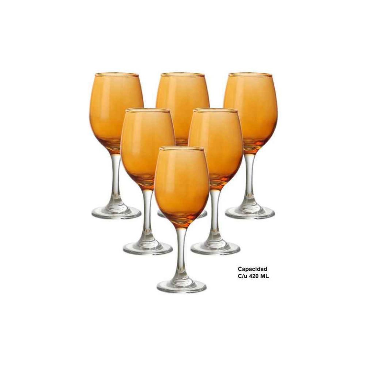 GENERICO - 6 Copas De Vino Caliz Naranja