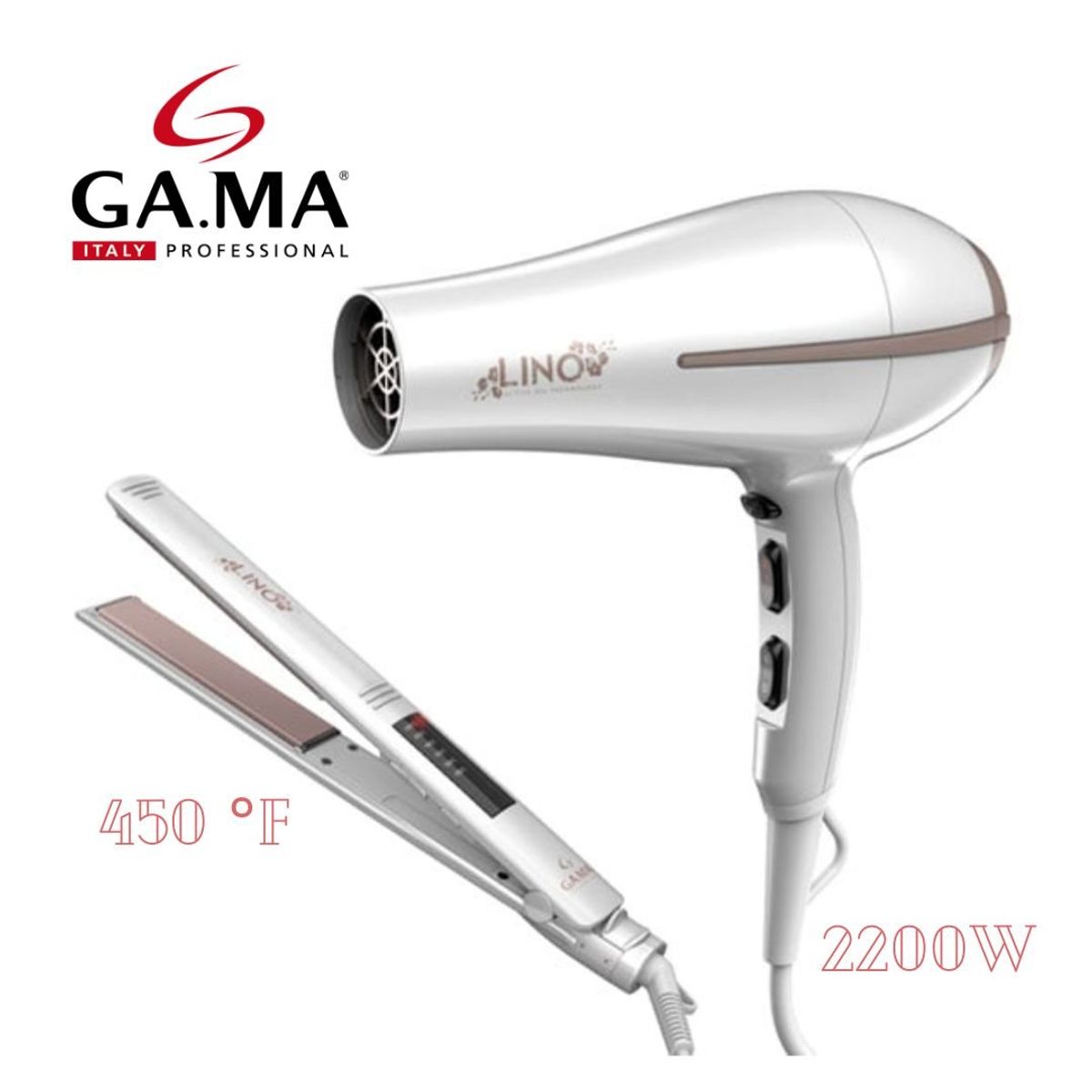 GAMA - COMBO GAMA LINO ALISADORA LED + SECADORA DE 2200W