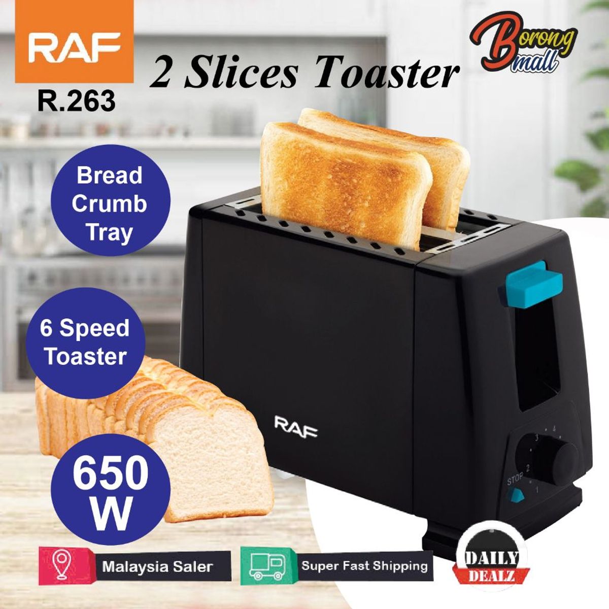 OEM - Maquina Tostadora de 2 Rebanadas de Pan a la Vez 650W Desayuno
