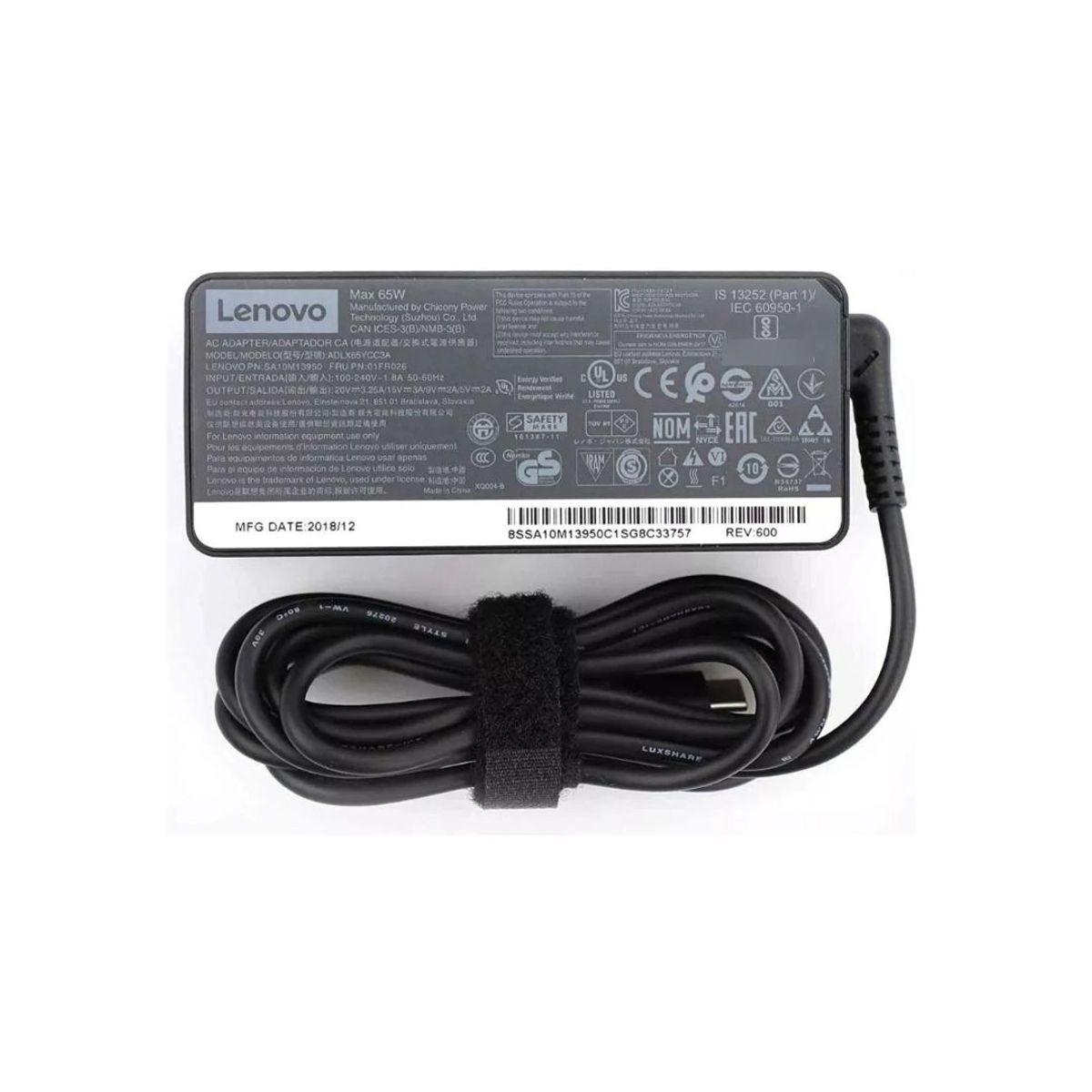 LENOVO - Cargador para Laptop Lenovo 20 V. 3.25 A.  65 W.  Punta C