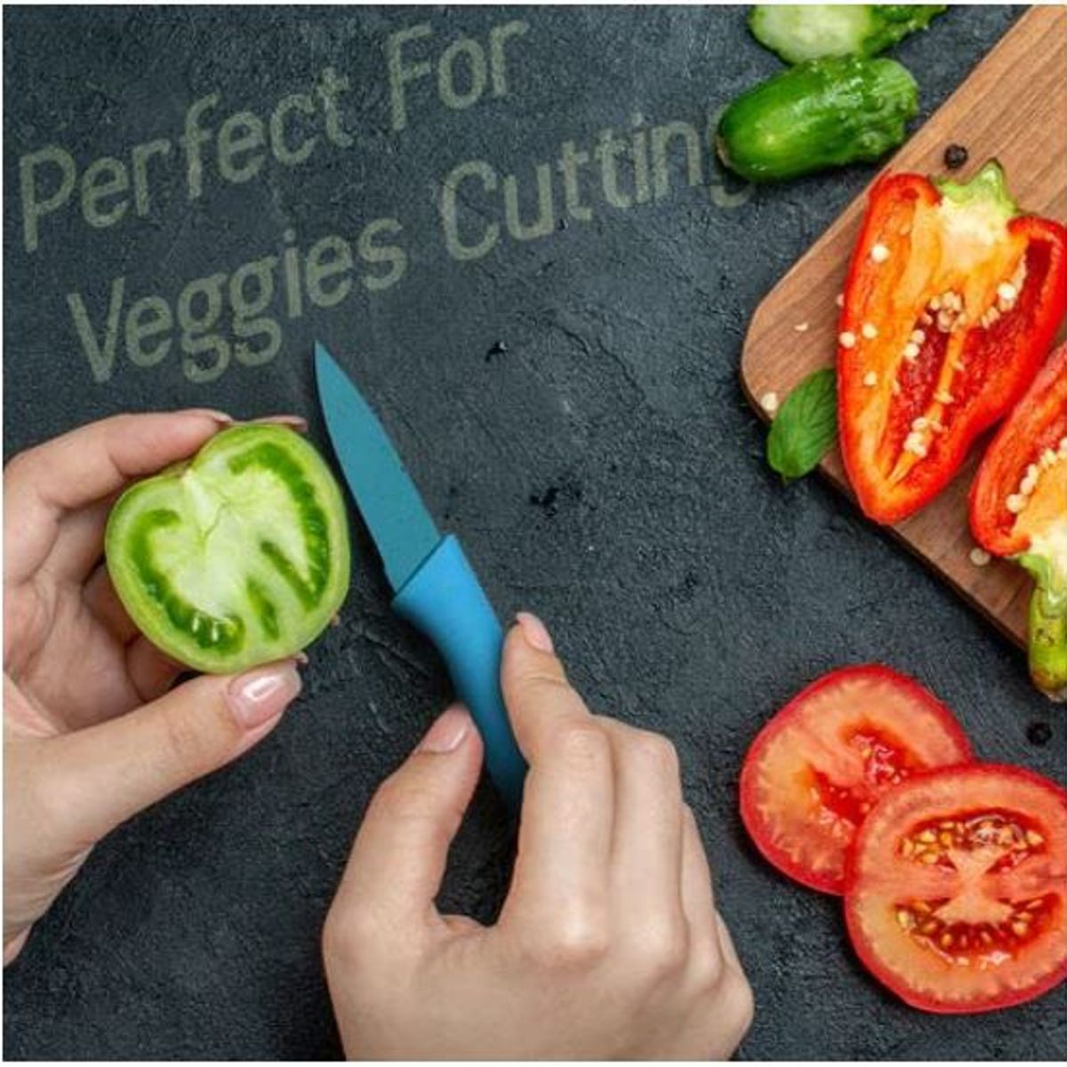 GENERICO - Juego de cuchillos de cocina corrugado de 6 piezas