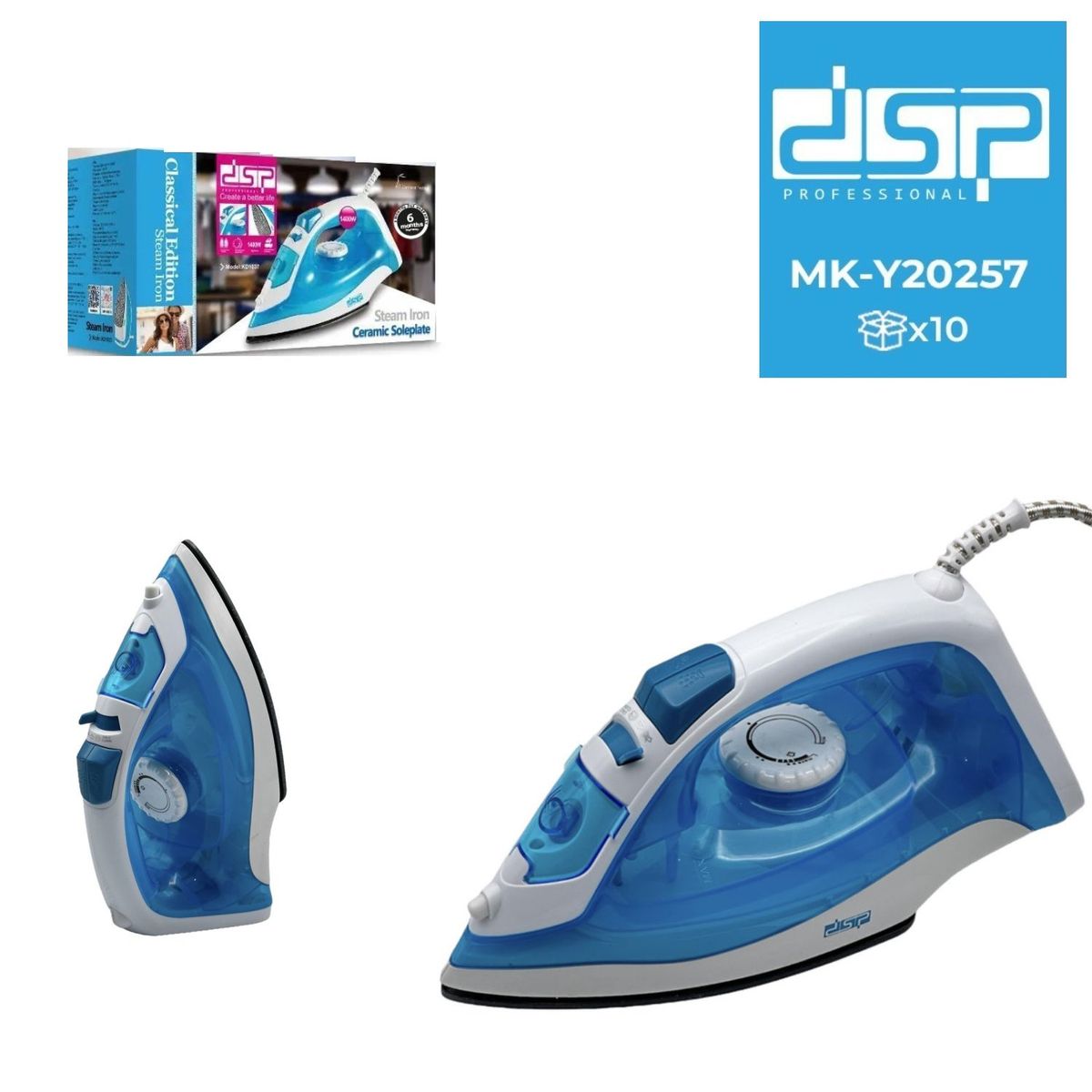 Dsp - Plancha a Vapor Base Ceramica DSP 1400W -Azul