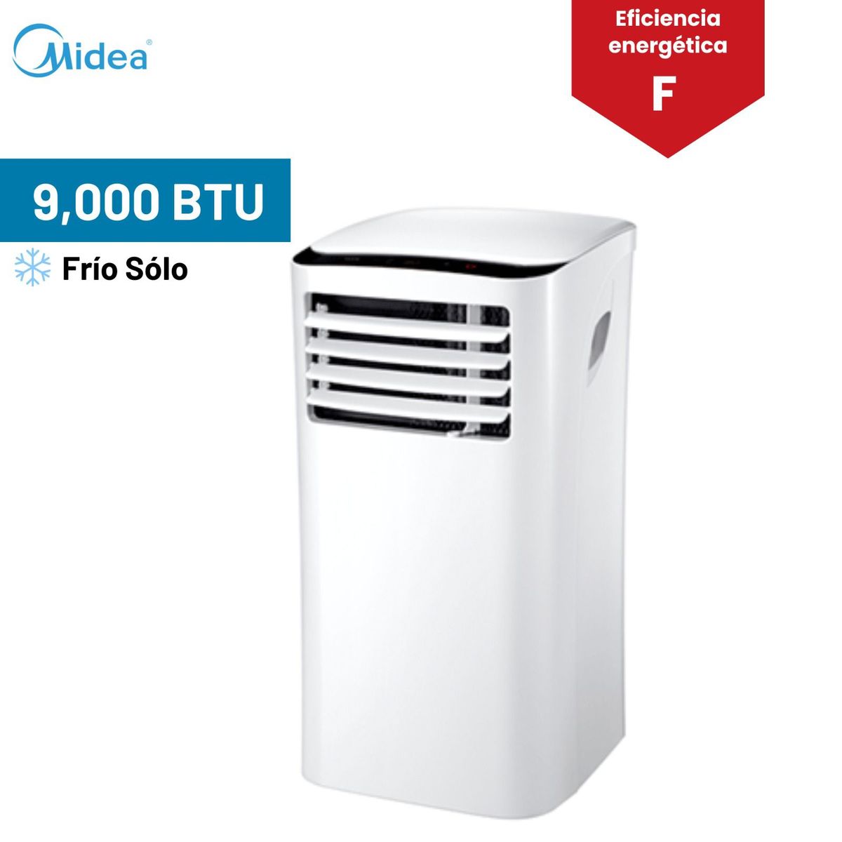 Midea - Aire Acondicionado Portátil Midea 9,000 BTU Frío Solo - On/Off