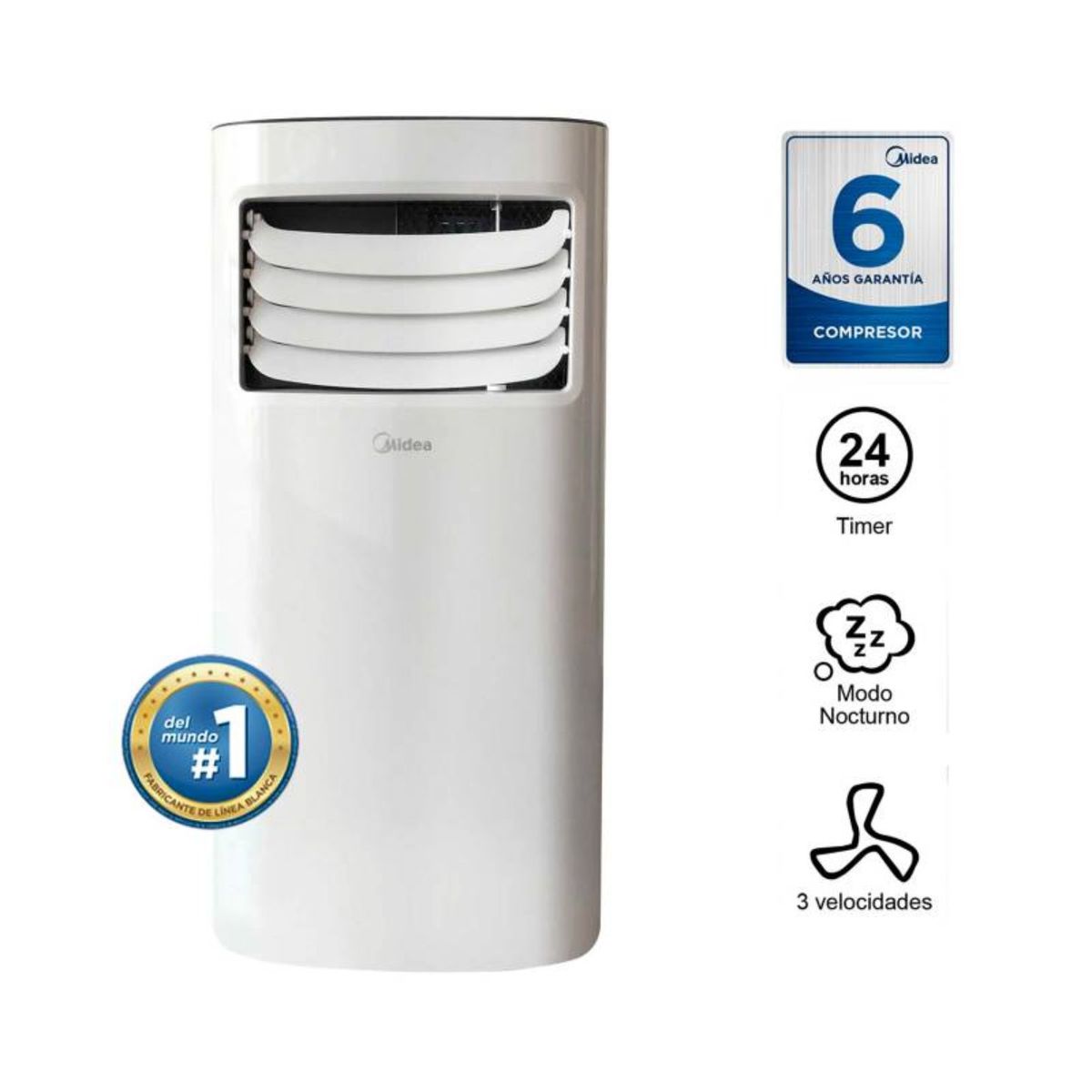 Midea - Aire Acondicionado Portátil Midea 9,000 BTU Frío Solo - On/Off