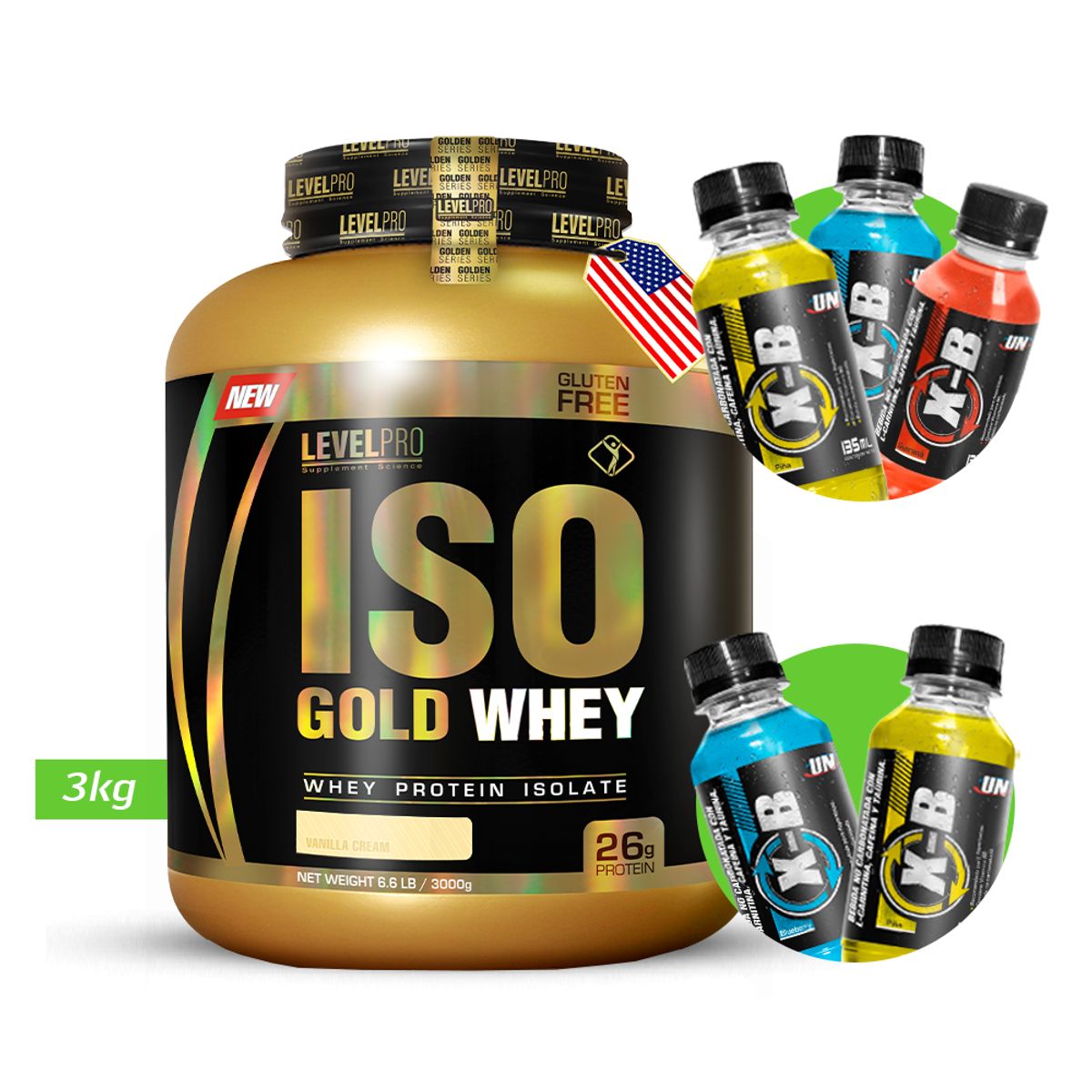 LEVEL PRO - Iso Gold whey 3kg Vainilla LEVEL PRO  + regalos