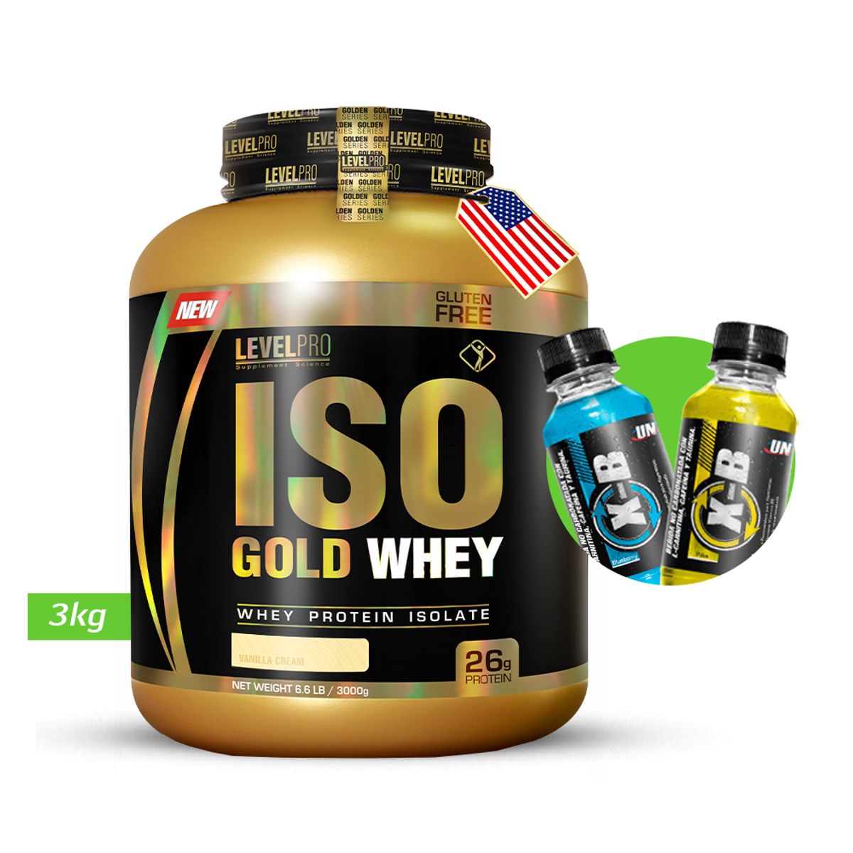 LEVEL PRO - Iso Gold whey 3kg Vainilla LEVEL PRO  + regalos